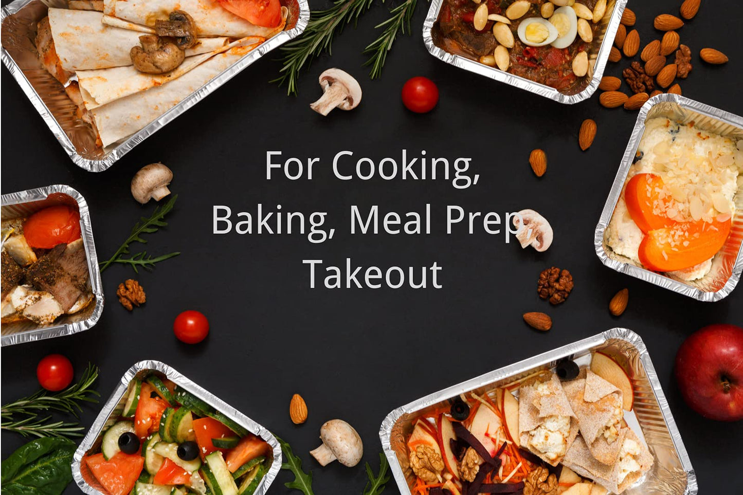 Aluminum Pans with Lids (50-Pack, 8.5"×6") 2.25 LB Capacity Foil Food Containers with Lids - 50 Pans and 50 Cardboard Covers - Disposable Tin Foil Pans - for Baking, Meal Prep and Freezer, Takeout 🍁 All In One Marketplace Canada