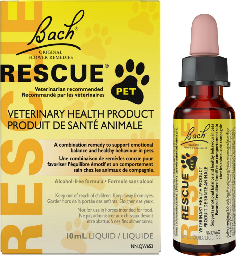 Bach RESCUE PET Dropper 10mL, For Dogs, Cats, and Pet Horses, Natural Flower Essence, Thunder, Fireworks and Travel 🍁 All In One Marketplace Canada