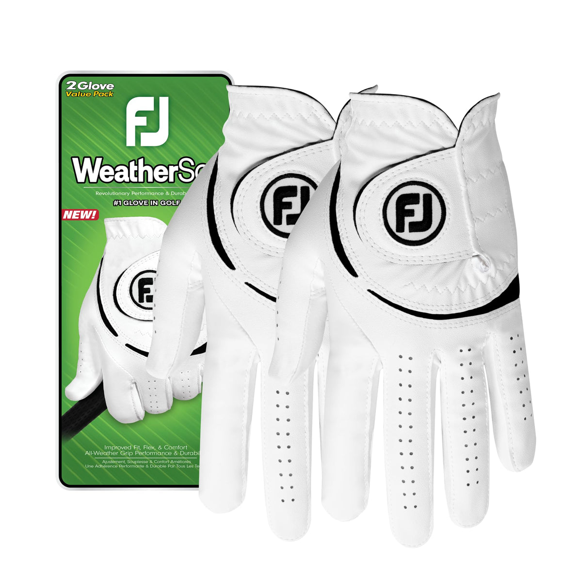 FootJoy Men's WeatherSof 2-Pack Golf Glove, White, X-Large, Worn on Left Hand 🍁 All In One Marketplace Canada