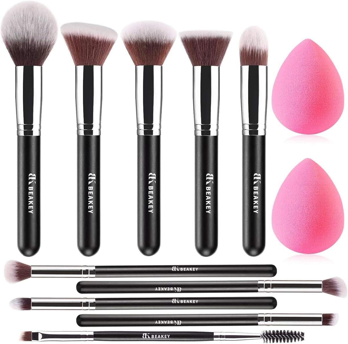 BEAKEY Makeup Brush Set Professional for Eye and Face, Foundation Blending, Eyeshadow, Concealer, Eye Shadow with 2 Blender Sponge, Paper Case 🍁 All In One Marketplace Canada