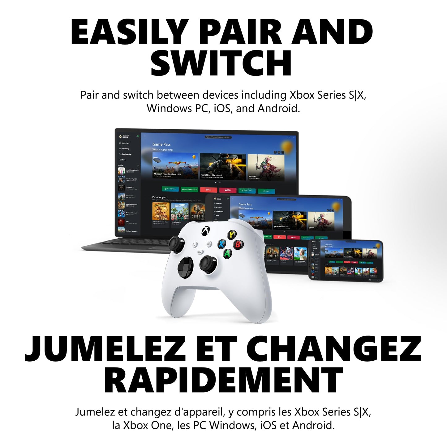 Xbox Core Wireless Gaming Controller – Robot White for Series X|S, One, Windows PC, Android, and iOS 🍁 All In One Marketplace Canada
