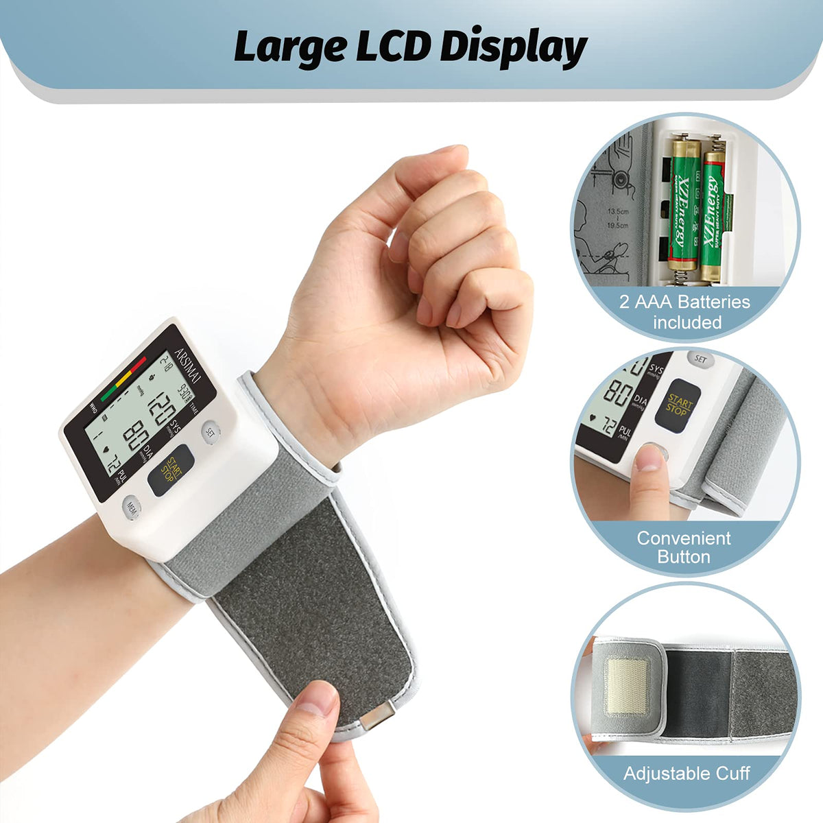 Blood Pressure Monitor - Wrist Accurate Automatic High Blood Pressure Monitors Portable LCD Screen with Storage Case and Adjustable Cuff Powered by Battery -Black 🍁 All In One Marketplace Canada