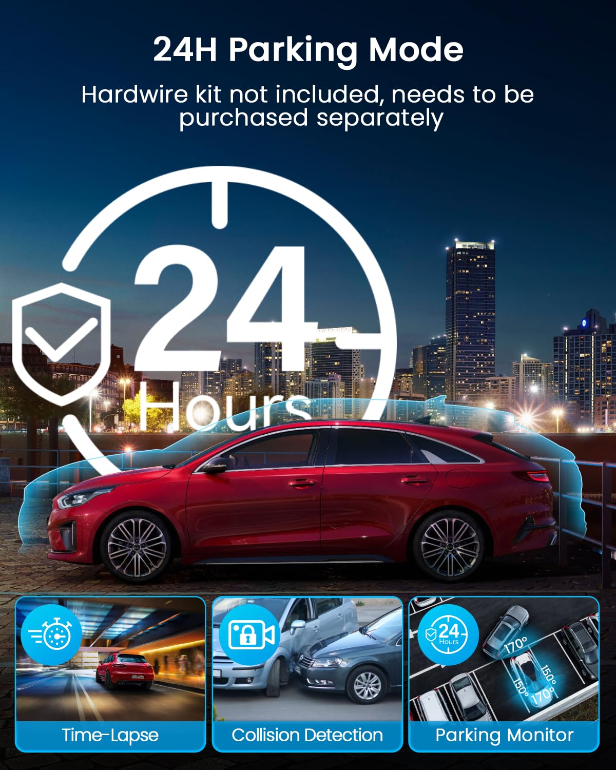 IIWEY N5 4 Channel Dash Cam, 360° All-Sides View, FHD 1080P Front and Rear Inside, Left Right Dash Camera for Cars, 8 IR Lamps, 5G WiFi & APP Control, 24H Parking Mode, G-Sensor, with a 128GB SD Card 🍁 All In One Marketplace Canada