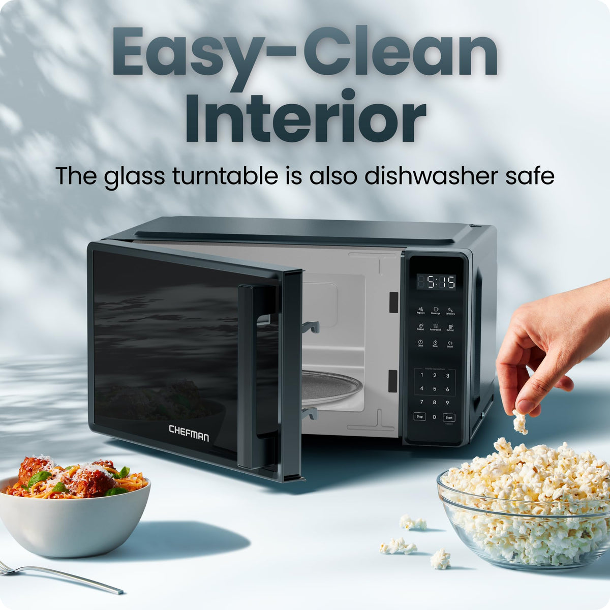 Chefman Countertop Microwave Oven 0.7 Cu. Ft., 700 Watts with 10 Power Levels, 6 Cooking Presets with One-Touch Express Cook, Eco Mode, Child Safety Lock, & Mute Button - Black 🍁 All In One Marketplace Canada