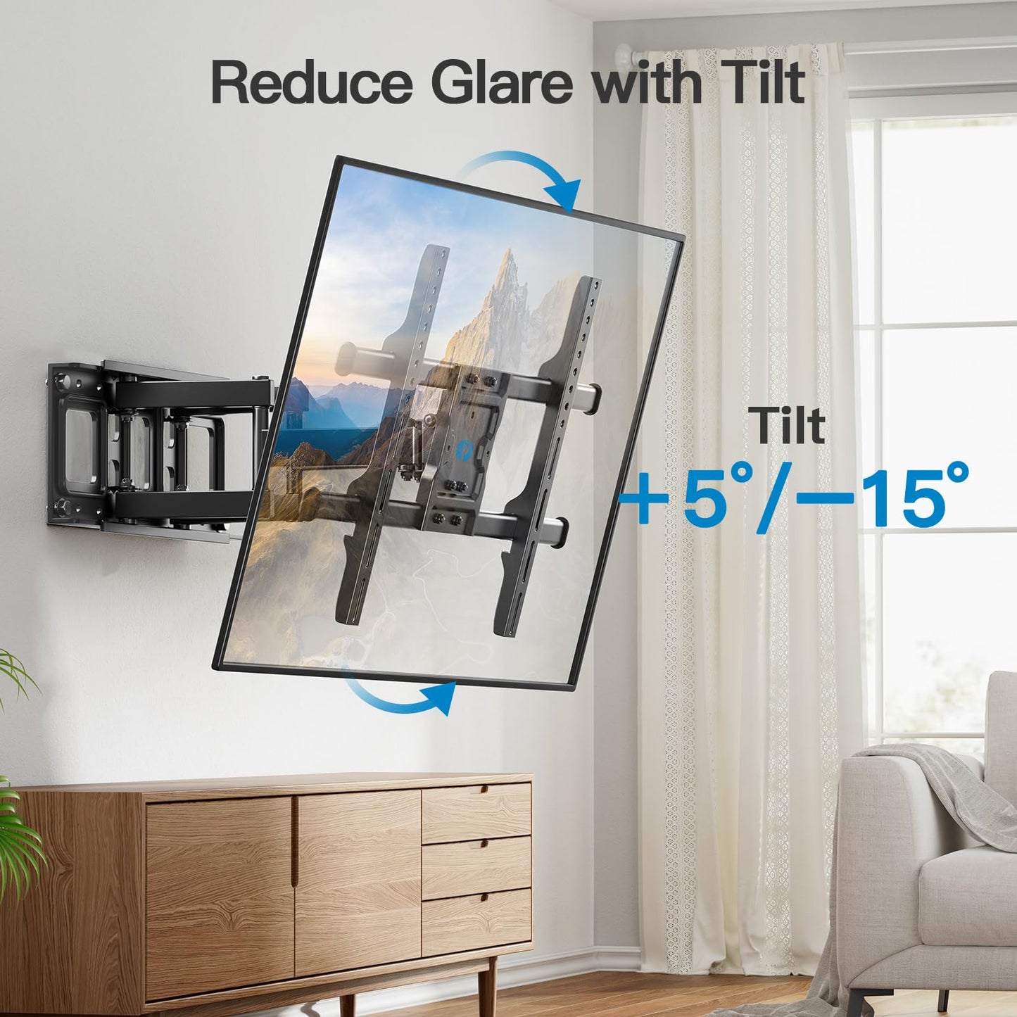 Pipishell Full Motion TV Wall Mount for 37-84" Flat Curved TVs, Wall Mount TV Bracket with Dual Articulating Arms Swivel Tilt Rotation, TV Mount up to 132lbs Max VESA 600x400 Fit 12"-16" Wood Stud 🍁 All In One Marketplace Canada