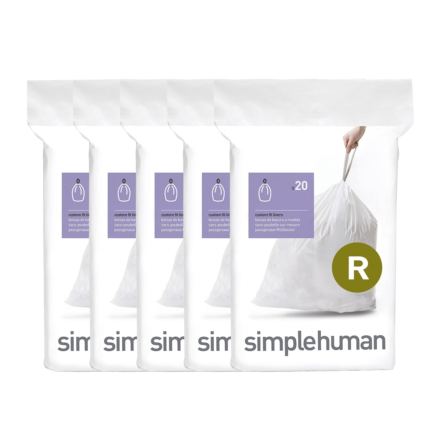 simplehuman Code R 100 Count, Dispenser Pack Custom Fit Liners, Drawstring Trash Bags, 10L / 2.6 Gallons, White 🍁 All In One Marketplace Canada