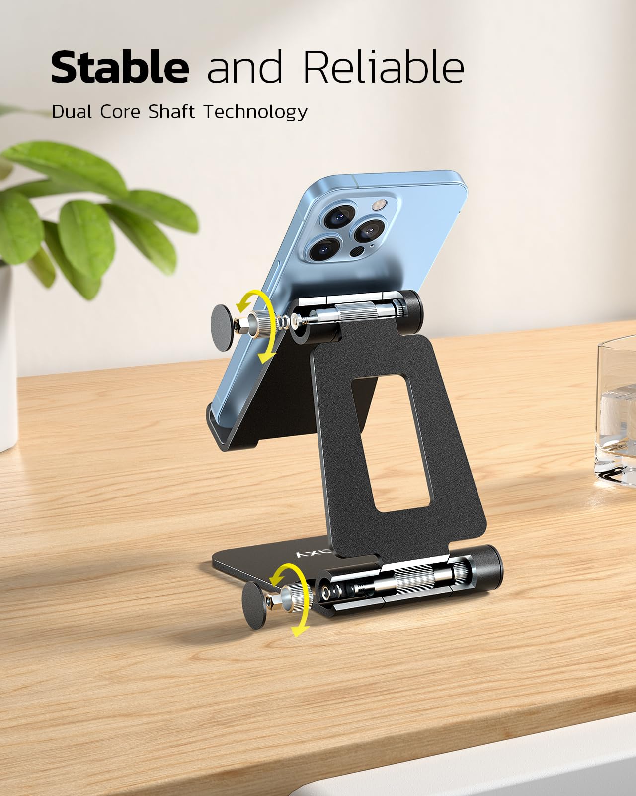 Nulaxy 2 Pack Dual Foldable Phone Stand for Desk, Fully Adjustable Desktop Cell Phone Holder Accessories for Office Kindle Compatible with 4-8" Mobile Devices iPhone Pro/Max/Plus, Black & Silver 🍁 All In One Marketplace Canada