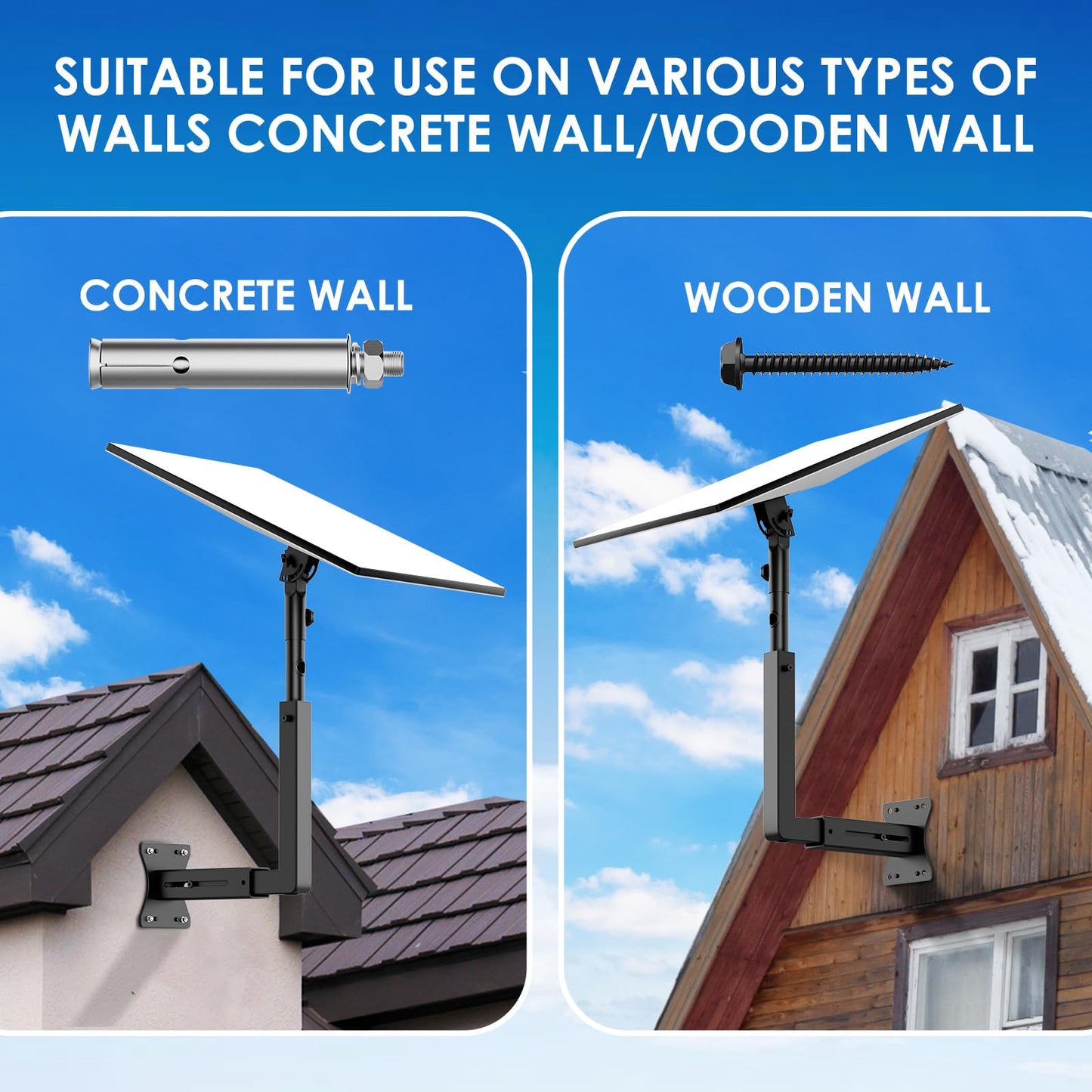 Bloazzup Starlink Mount for Standard 4/4X/Gen 3, Adjustable Starlink Wall Mount Gen 3/V3 with Telescoping Arm, Rustproof, Weatherproof for Concrete/Wood Walls, Starlink Wall Mounts for Dishes 🍁 All In One Marketplace Canada