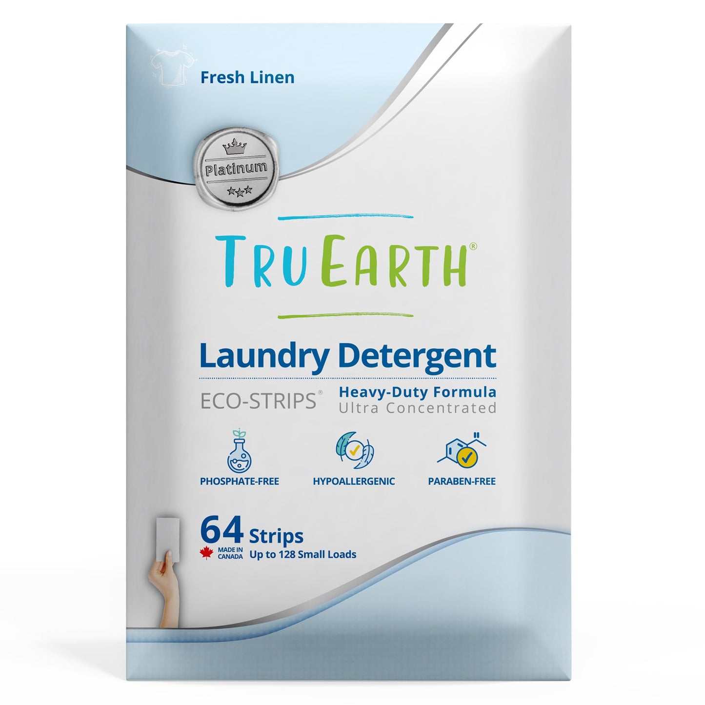 Tru Earth Platinum - Heavy Duty Laundry Detergent Sheets - Up to 128 Loads (64 Sheets), Fresh Linen Scent - Ultra-Concentrated - Eco-Friendly Laundry Sheets 🍁 All In One Marketplace Canada