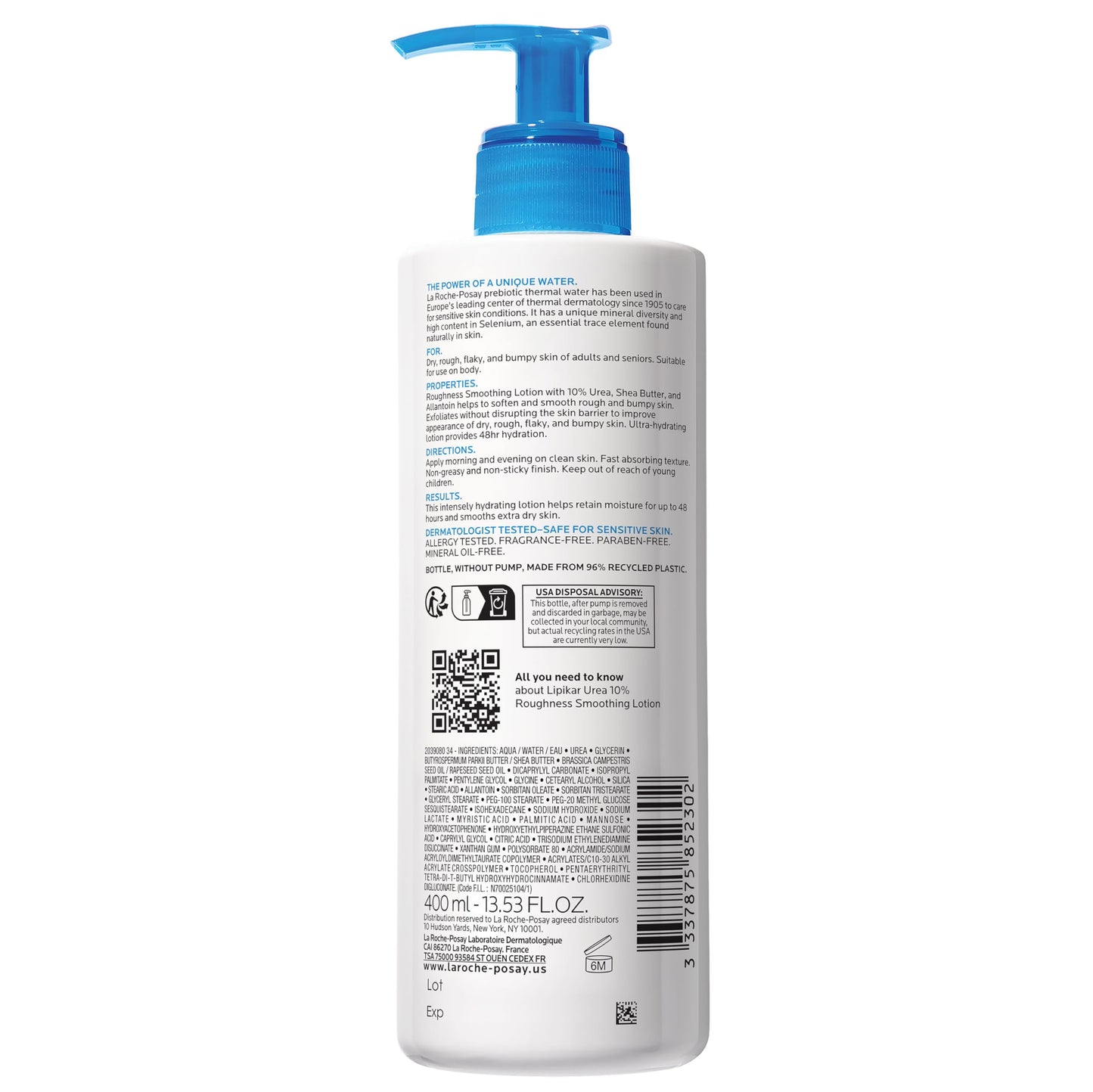 La Roche-Posay Lipikar Lait Urea 10% Body Lotion. For Very Dry, Rouch, and Flaky Skin. Tested on Dry Skin, Age-Related Dryness, Keratosis Pillaris, and Psoriasis. Fragrance-Free, Dermatologist Recommended - 400ML 🍁 All In One Marketplace Canada