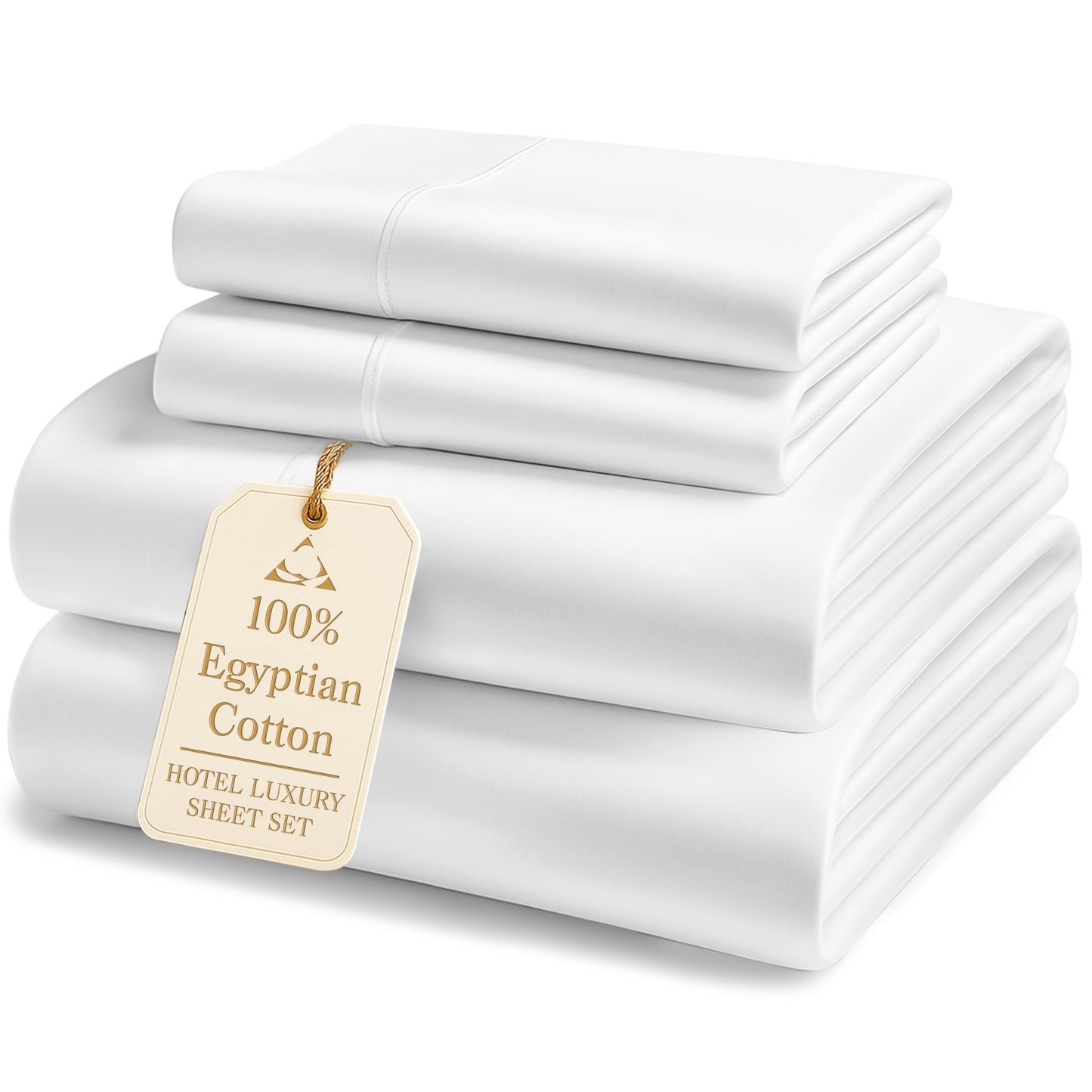 100% Egyptian Cotton Queen Sheets - 1000 Thread Count White Bed Sheets for Queen Size Bed, Long Staple Cotton Bedding Sheets, Sateen Weave, Luxury Hotel Sheets, Fits 17" Mattress 🍁 All In One Marketplace Canada