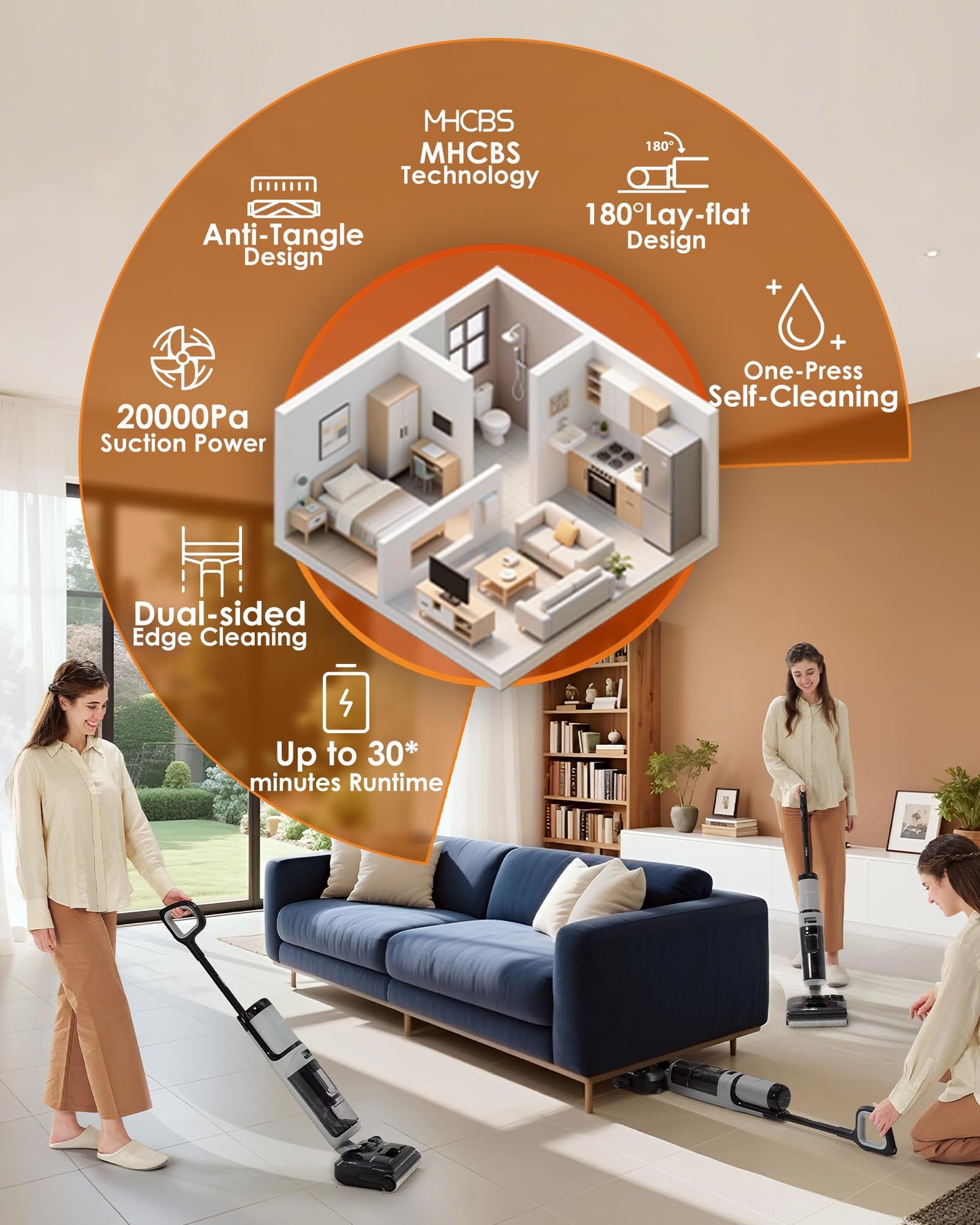 Tineco Floor ONE i5 Stretch Wet Dry Vacuum Cleaner,Vacuum & Mop in One Step,180° Lay-Flat Design,Anti-Tangle Design,Dual-Sided Edge Cleaning,Up to 30* Minutes Runtime,Large-Capacity Water Tanks 🍁 All In One Marketplace Canada