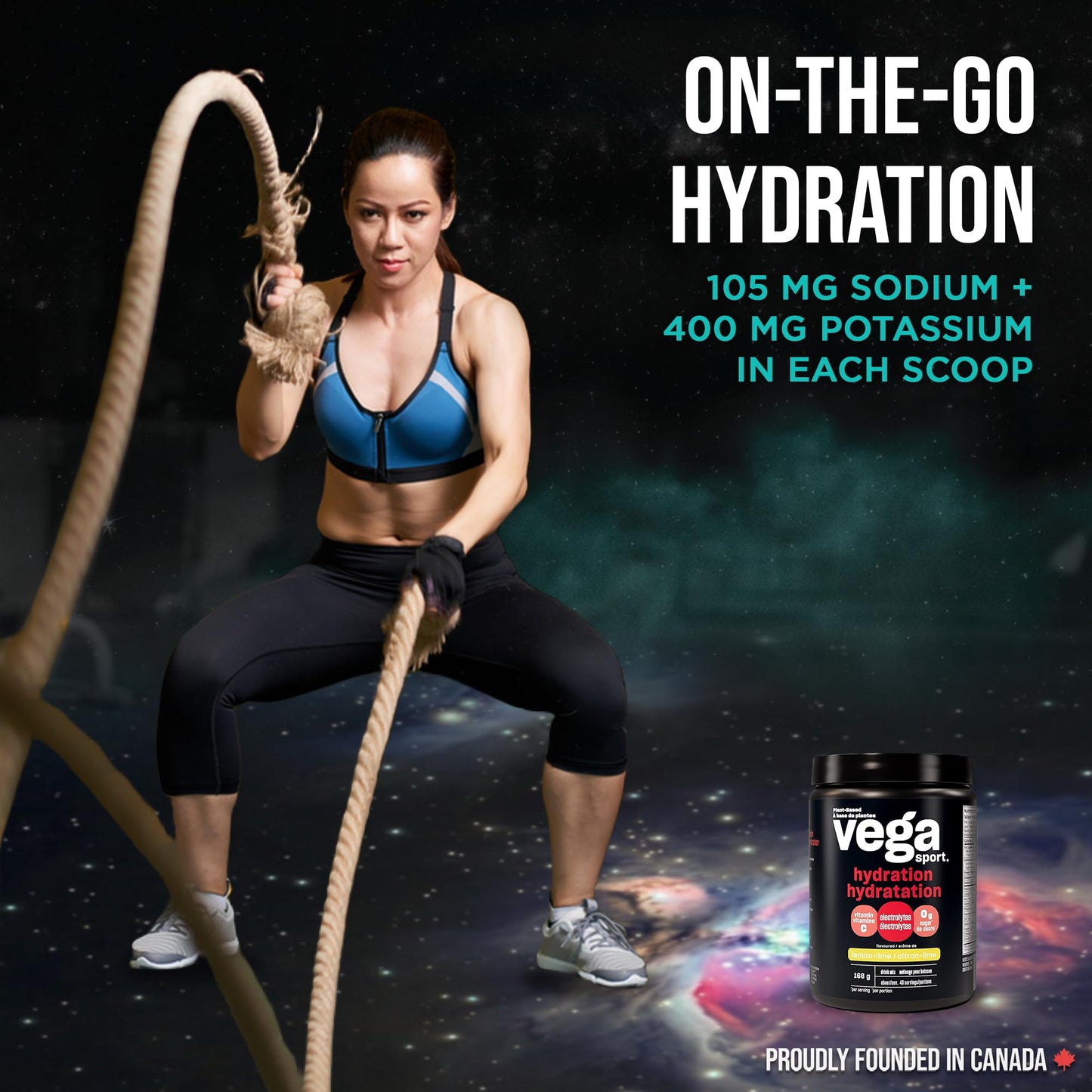 Vega Sport Hydration Electrolyte Powder, Plant Based for Fast Post Workout Hydration – Sugar-Free Lemon Lime, 40 Servings, 168 grams 🍁 All In One Marketplace Canada