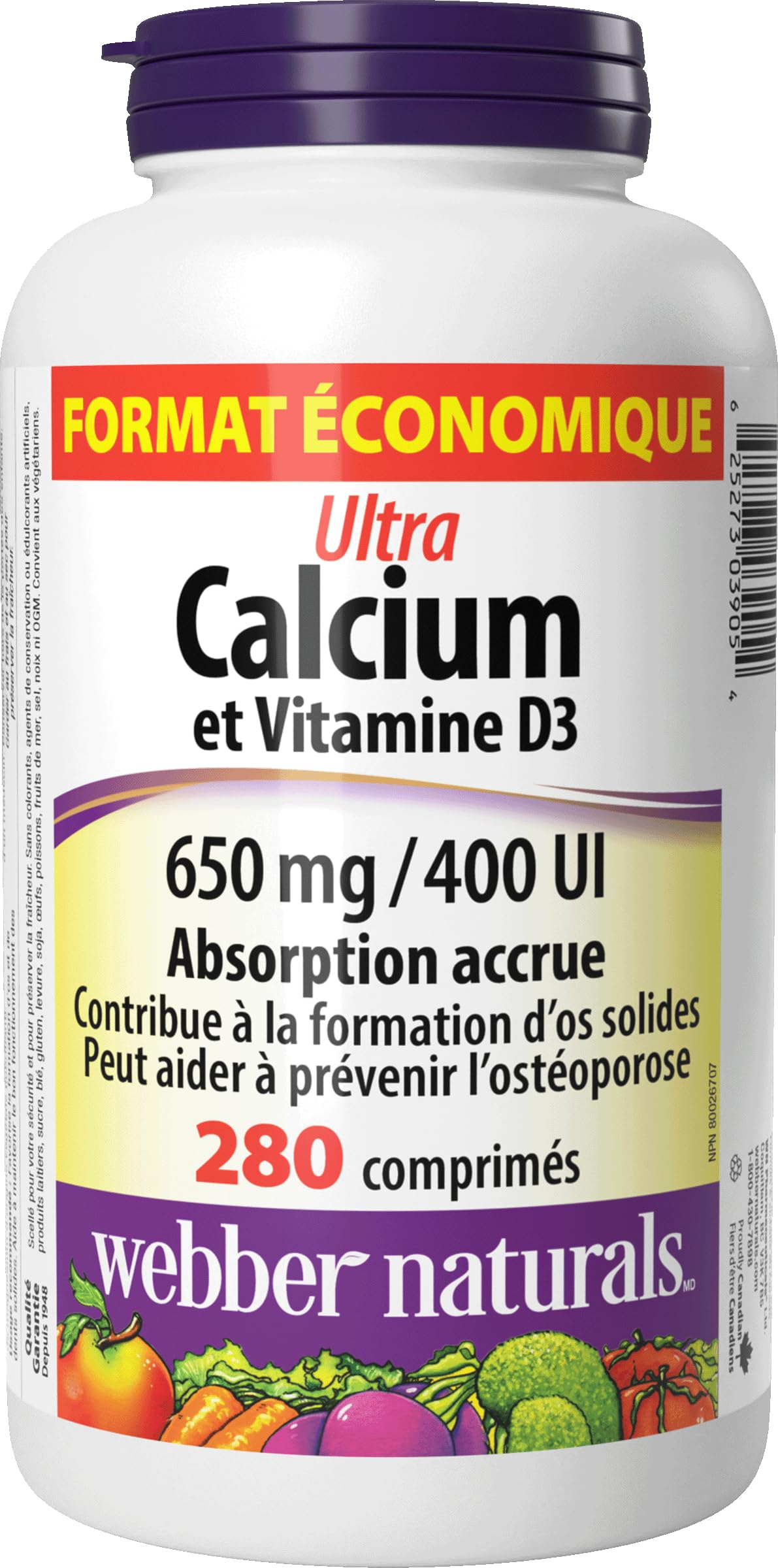 Webber Naturals Calcium Ultra with Vitamin D3, Enhanced Absorption, 280 Tablets, Helps Build Strong Bones, Vegetarian 🍁 All In One Marketplace Canada