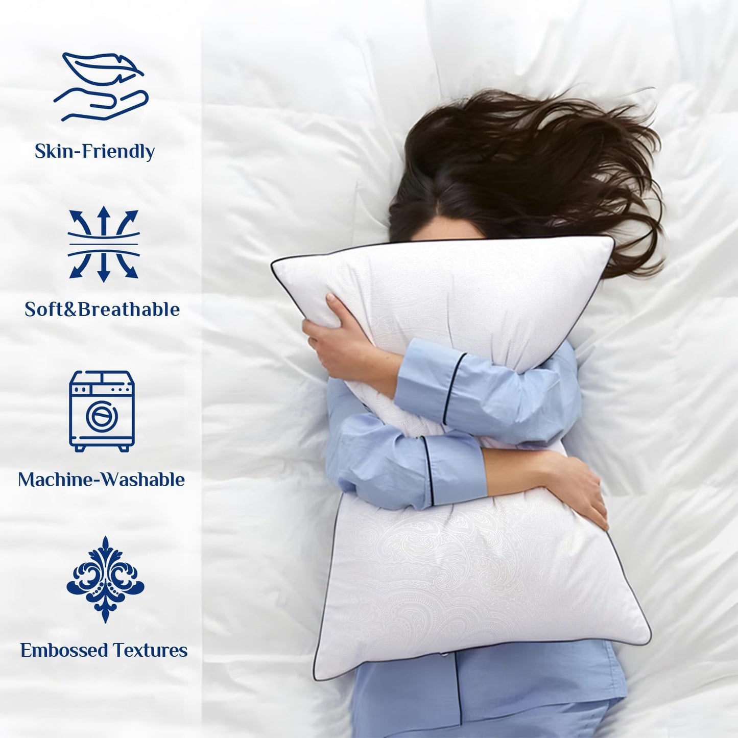 JOLLYVOGUE Pillows Queen Size 2 Pack for Sleeping, Soft and Supportive Bed Pillow for Side and Back Sleeper, Down Alternative Hotel Collection Pillows-20 x30 🍁 All In One Marketplace Canada