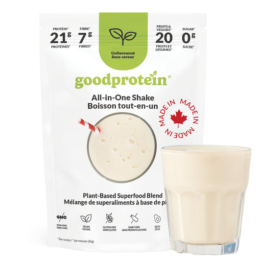 Good Protein Vegan Plant-based Protein Powder 100% Natural, Non-GMO, Dairy-free, Gluten-free, Soy-free, No Added Sugar and Nothing Artificial. Unflavoured All-in-One Shake 400 grams 🍁 All In One Marketplace Canada