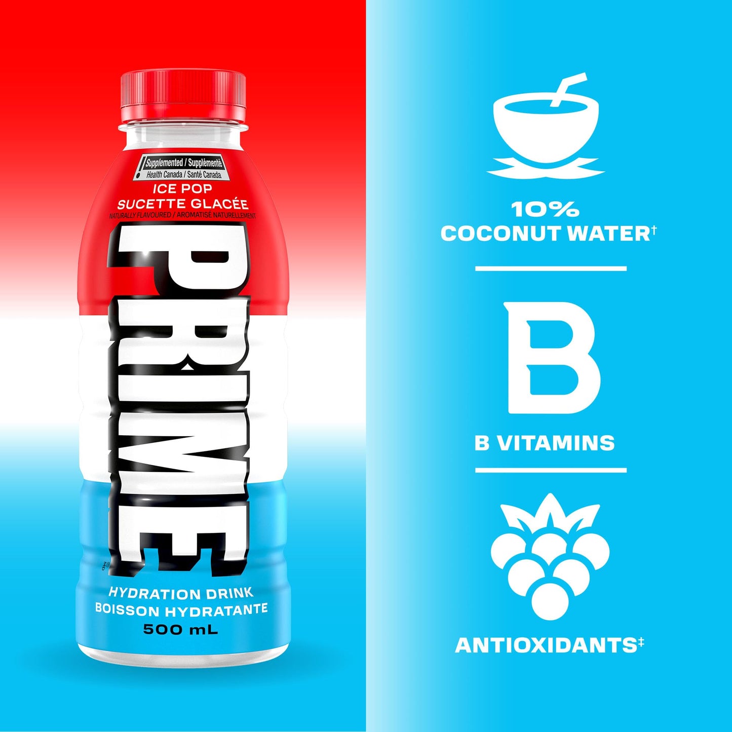 Prime Hydration Drink Ice Pop 12x500ml 🍁 All In One Marketplace Canada