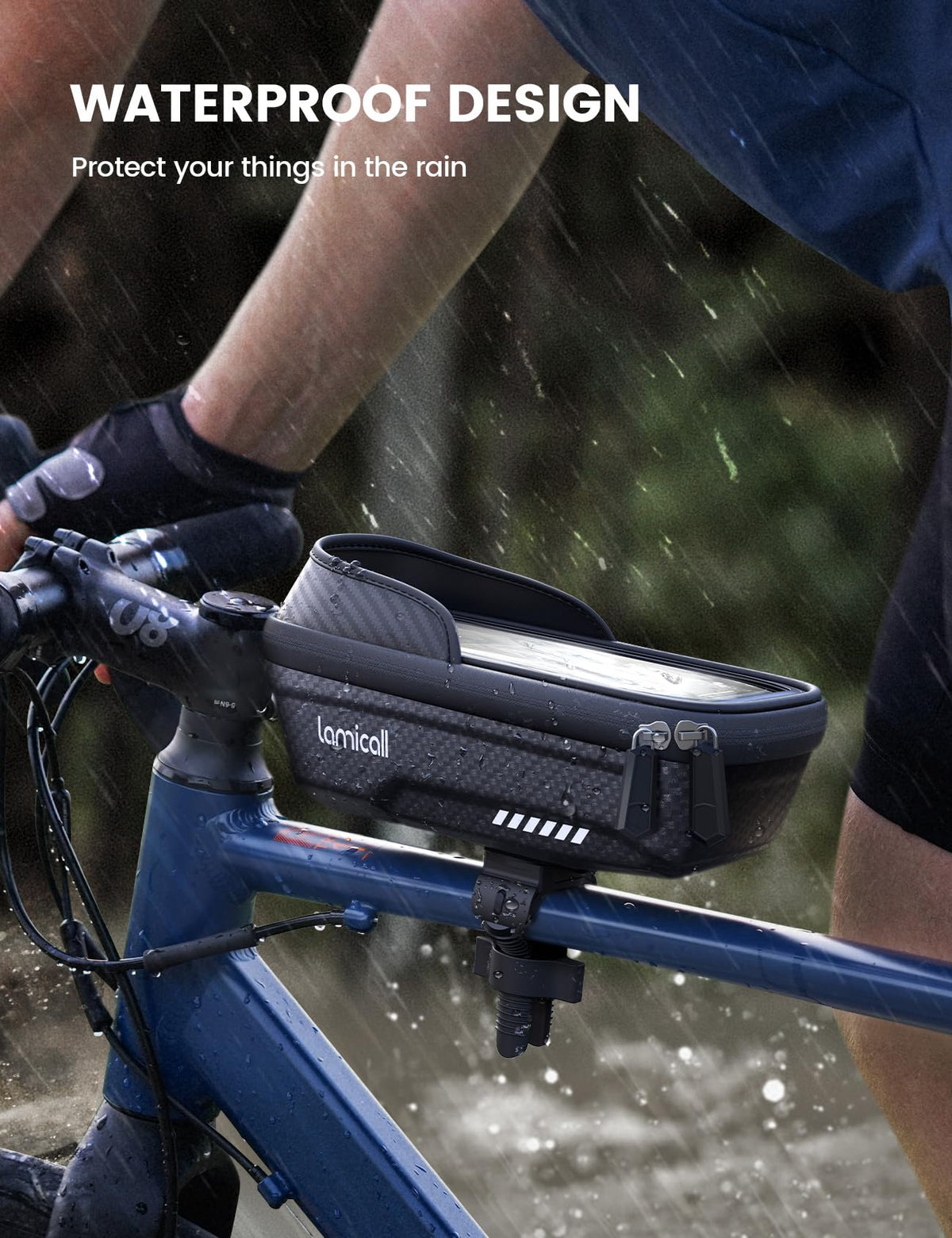 Lamicall Bike Frame Bag Waterproof - [Quick Install & Remove] 1.3L Bike Phone Bag with Sensitive Touch Screen, Bike Phone Holder with Rain Cover, Bicycle Top Tube Bag, Bike Accessories for Phones 4-7" 🍁 All In One Marketplace Canada
