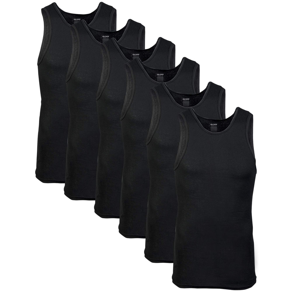 Gildan Men's A-Shirts Tanks Multipack, Black (6 Pack), Large 🍁 All In One Marketplace Canada