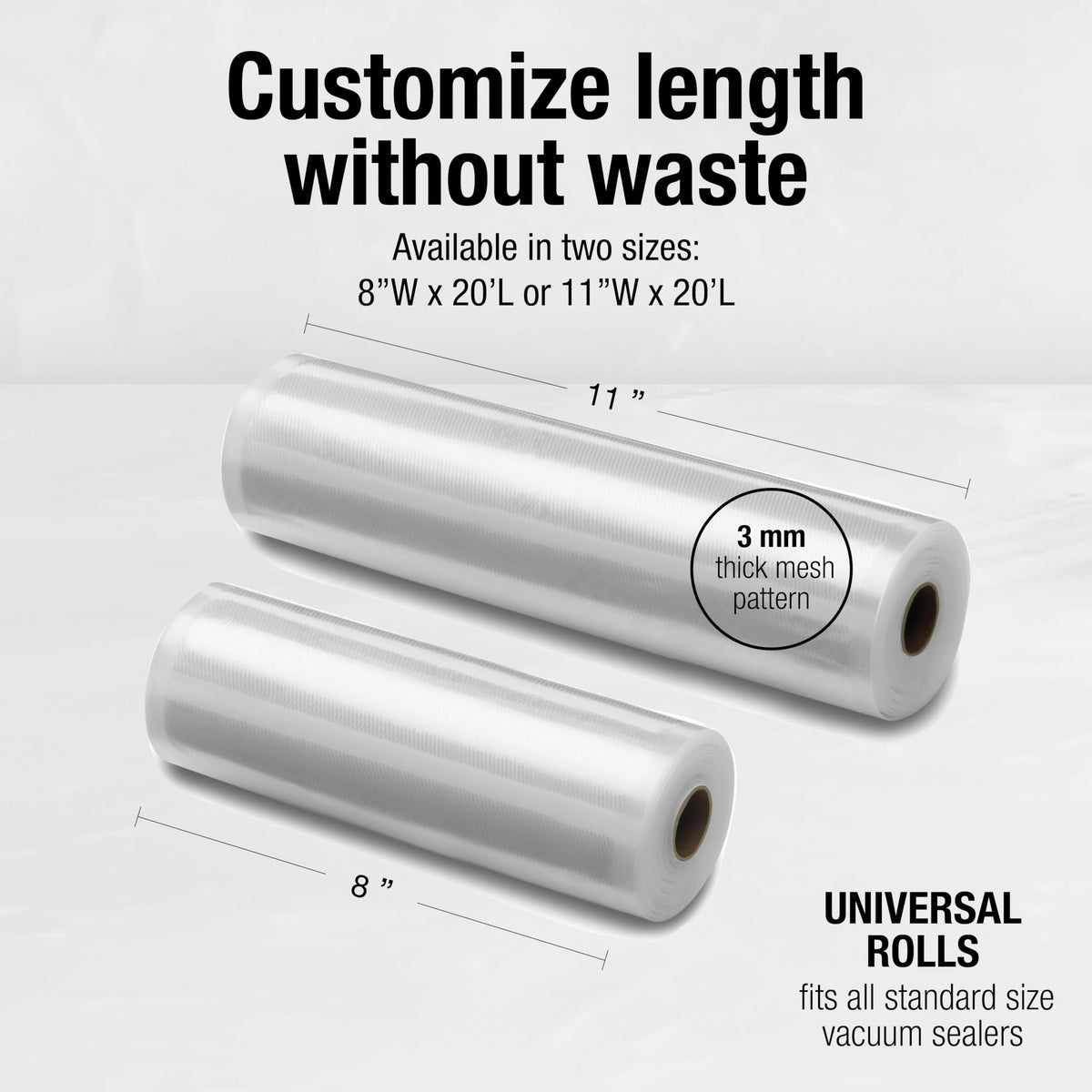 Cuisinart Universal Vacuum Food Saver Sealer Bags 2-Pack 8" x 20ft. Rolls (VSB-82C) BPA Free, Microwave & Freezer Safe , white 🍁 All In One Marketplace Canada