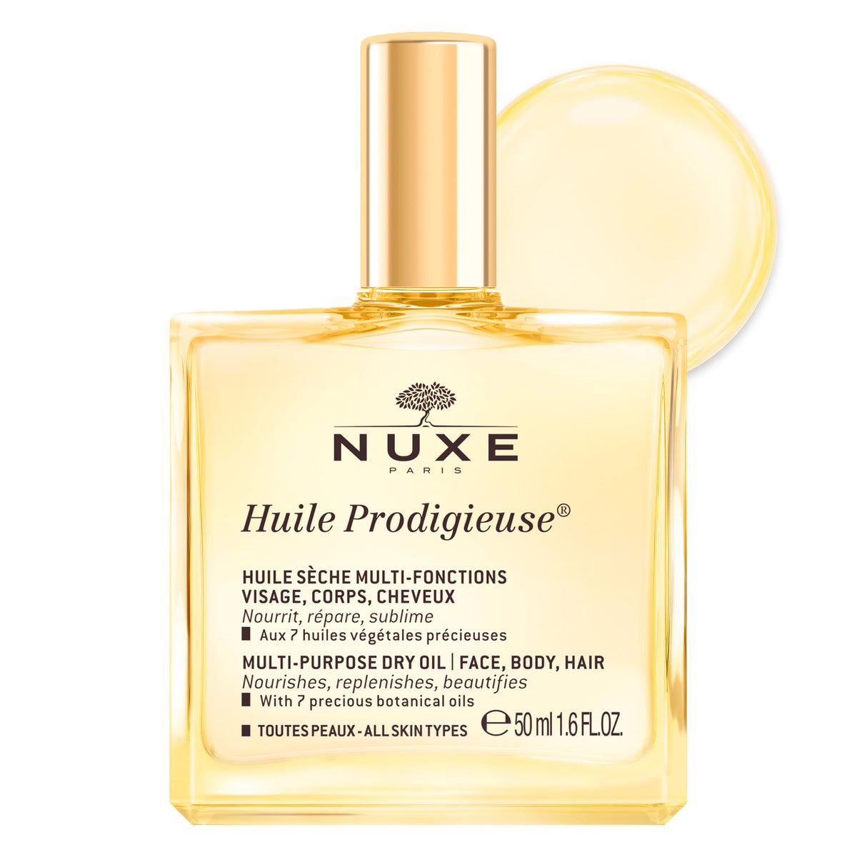 NUXE Huile Prodigieuse Multi-Purpose Dry Oil - Radiant Glow and Lightweight Hydration for Face, Body & Hair. Nourishes, Repairs and Enhances - 50mL 🍁 All In One Marketplace Canada