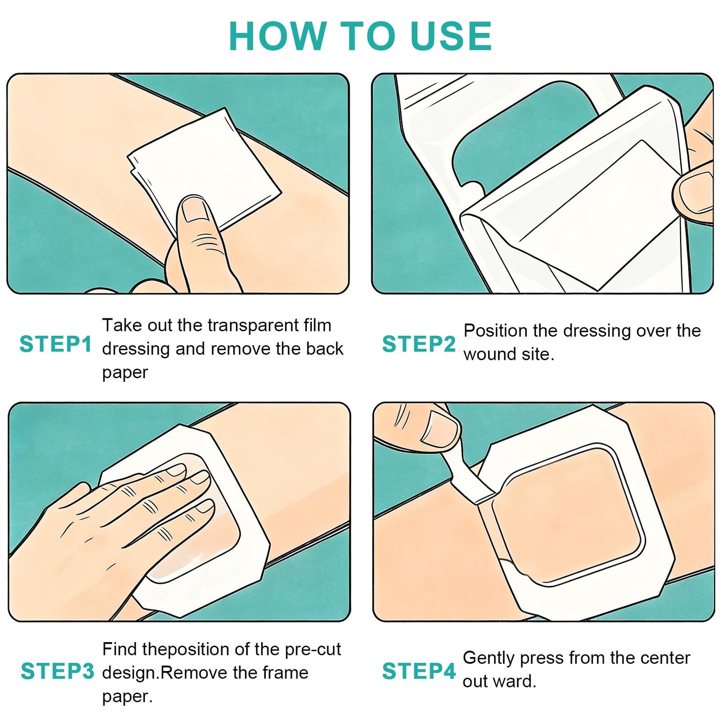 Transparent Film Dressing, 4" x 4.75" (30 Pack), Waterproof Clear Adhesive Bandages for Wound Care, IV Shield & Tattoo Aftercare 🍁 All In One Marketplace Canada