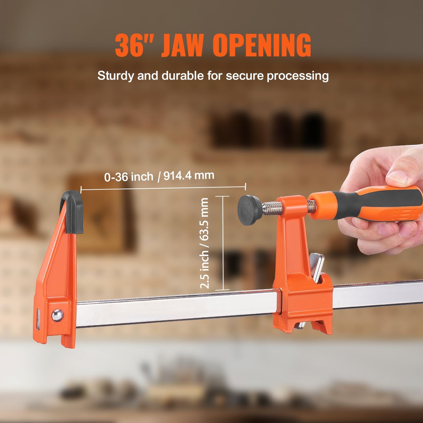 VEVOR Bar Clamps for Woodworking, 2-Pack 36" Clamp, Quick-Change F Clamp with 600 lbs Load Limit, 2.5" Throat Depth, Cast Iron and Carbon Steel, Wood Clamps for Woodworking Metal Working 🍁 All In One Marketplace Canada