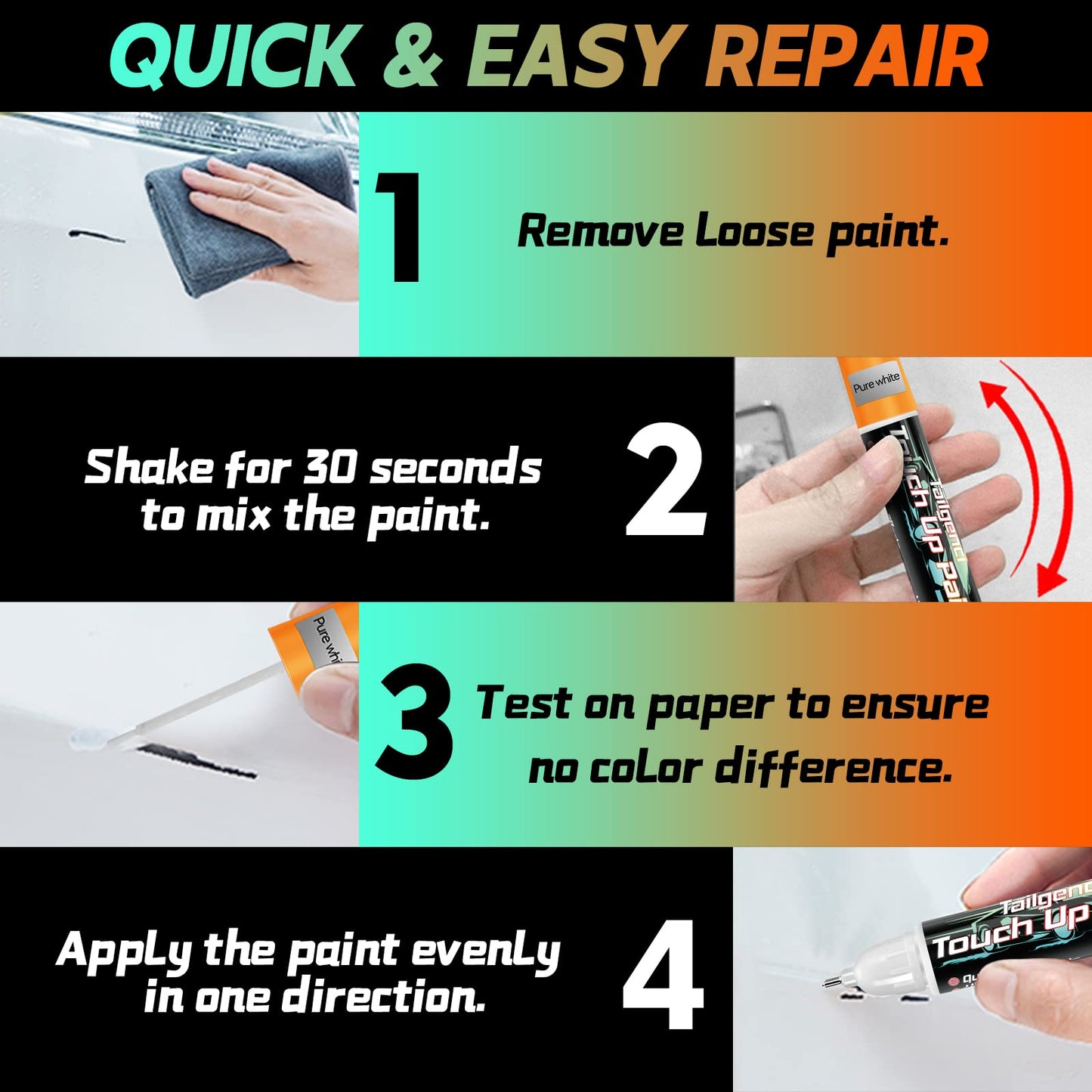Touch Up Paint For Cars, Two-In-One Car Paint Scratch Repair, Quick And Easy, Automotive Touch Up Paint (White) 🍁 All In One Marketplace Canada