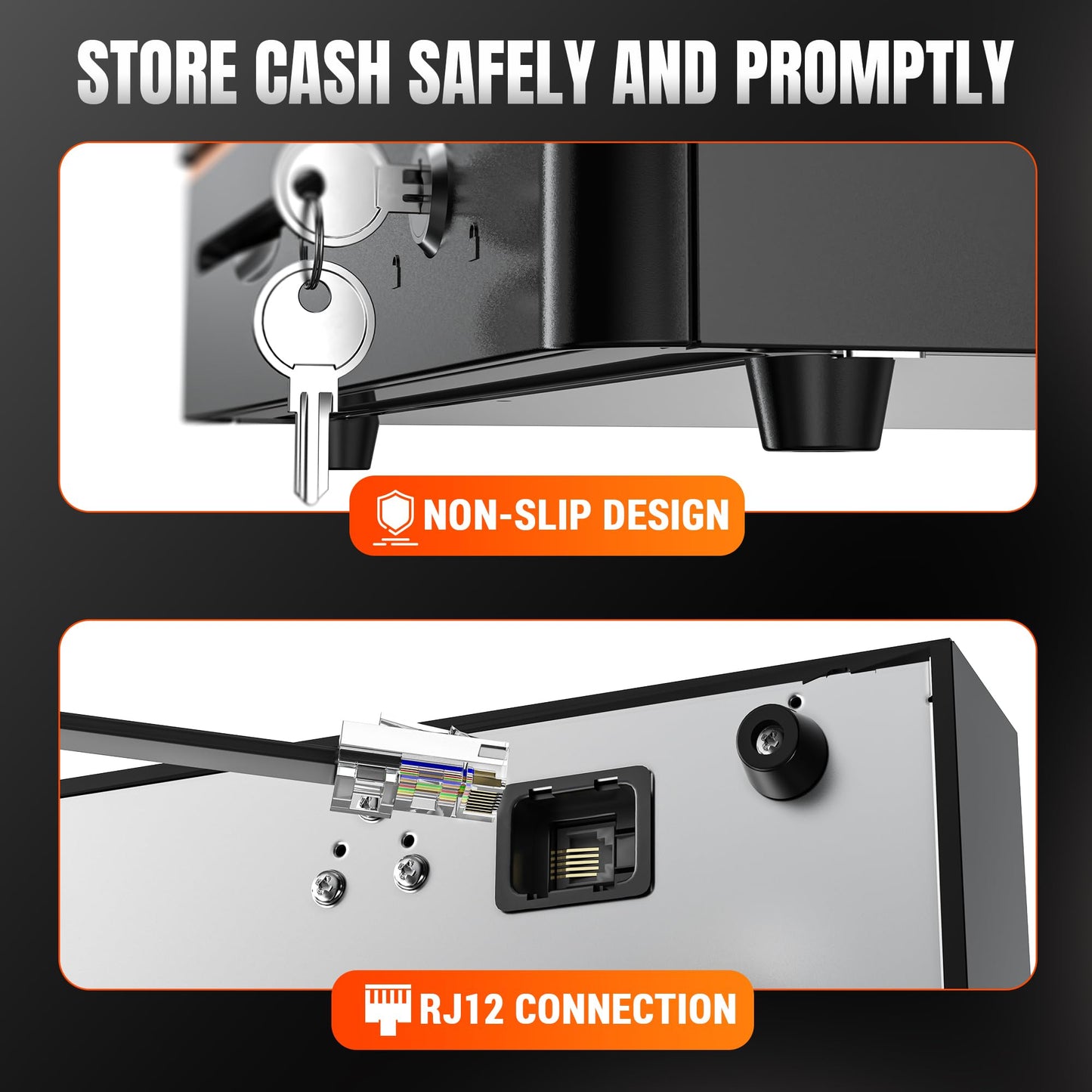 Tera 16" Auto Open Cash Register Drawer Insert Tray 5 Bill 8 Coin for Point of Sale (POS) System with Removable Cash Tray Media Slot 24V RJ12 Key-Lock (Round Corner) for Small Businesses Retail 405R 🍁 All In One Marketplace Canada