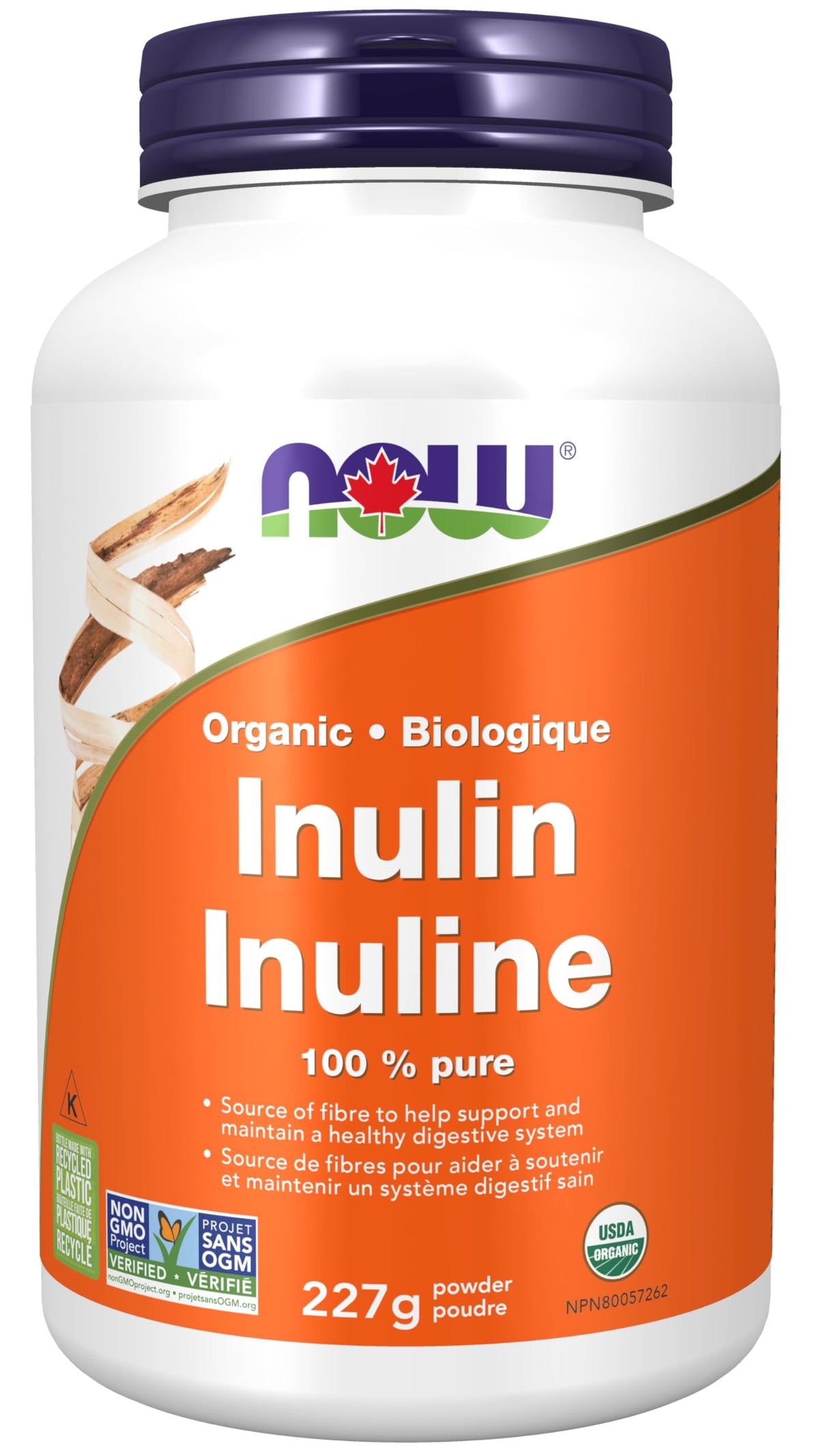 NOW Supplements, Inulin Prebiotic Pure Powder, Certified Organic, Non-GMO Project Verified, Intestinal Support, 8-Ounce 🍁 All In One Marketplace Canada