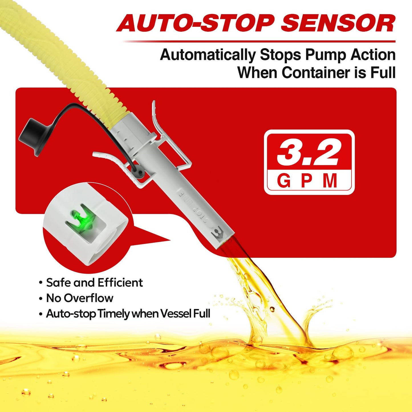 KEIMI Portable Fuel Transfer Pump with Auto-Stop, 3.2 Gallon per Min, 51" Extra Long Hose, Battery & USB Powered, 4 Can Adapters, Leak-proof Gas Pump for Oil, Diesel and Gasoline 🍁 All In One Marketplace Canada