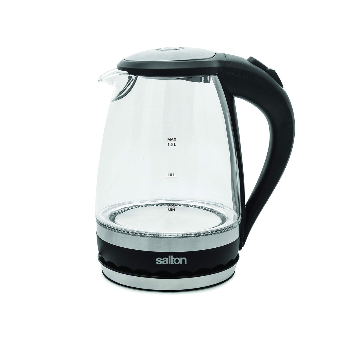 Salton Cordless Electric Glass Kettle - Compact 1.5L/Quart Water Boiler and Tea Heater with Automatic Shut-Off and Boil-Dry Protection, Soft Blue Illumination, Stainless Steel, 1100 Watts 🍁 All In One Marketplace Canada