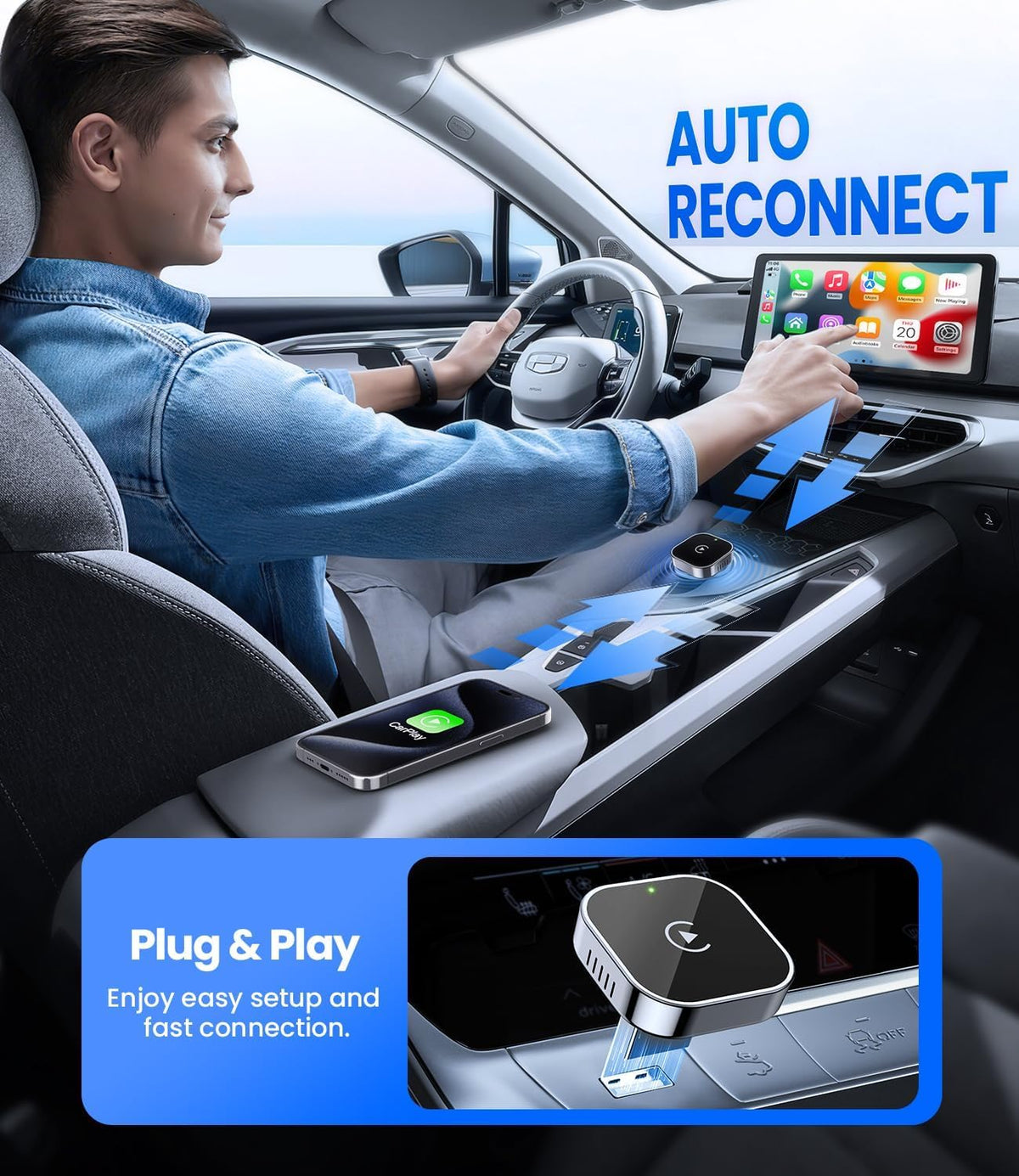 Teeran Wireless CarPlay Adapter for iPhone (2026 Upgraded), Mini Plug & Play for Cars with Factory Wired Apple CarPlay, Fast & Stable Connection, Easy Setup, Wide Vehicle Compatibility USB & USB C 🍁 All In One Marketplace Canada