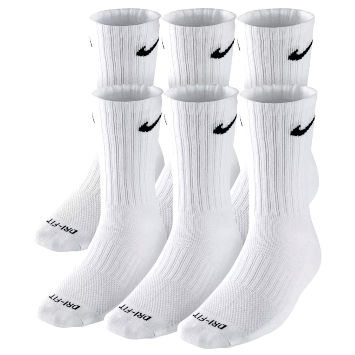 NIKE Plus Cushion Socks (6-Pair) (L (Men's 8-12 / Women's 10-13), Crew White) 🍁 All In One Marketplace Canada