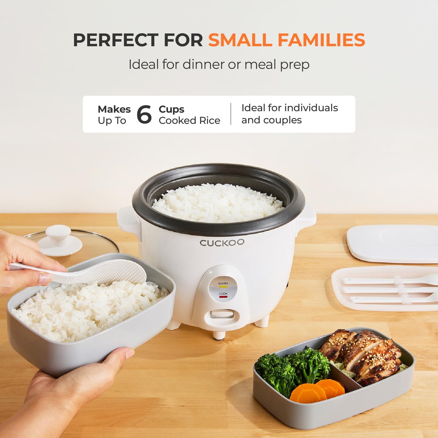 CUCKOO One Touch Rice Cooker 3-Cup (Uncooked) / 6-Cup (Cooked), Mini Rice Cooker & Warmer with Steamer Tray, Versatile Grain Cooker, Soup Maker, Auto Keep Warm, White (CR-0301C) 🍁 All In One Marketplace Canada