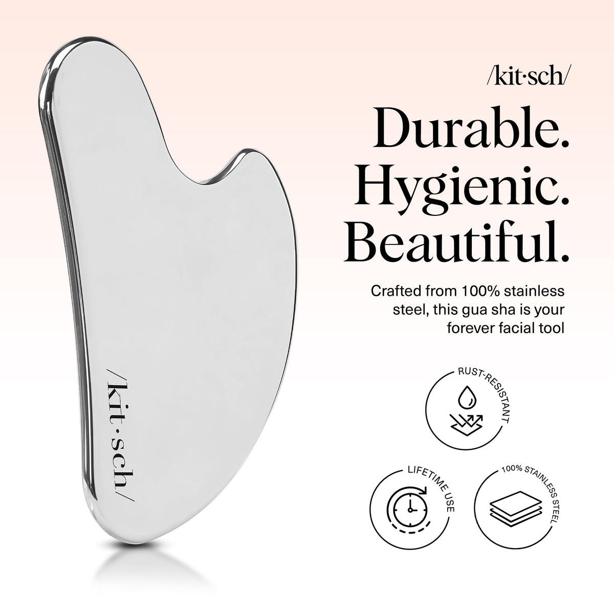 Kitsch Stainless Steel Gua Sha Facial Tools - Guasha Tool for Face, Face Sculpting Tool, Jawline Shaper, Double Chin Reducer, Body Gua Sha Tools, Lymphatic Drainage Massager, Facial Skin Care - Silver 🍁 All In One Marketplace Canada