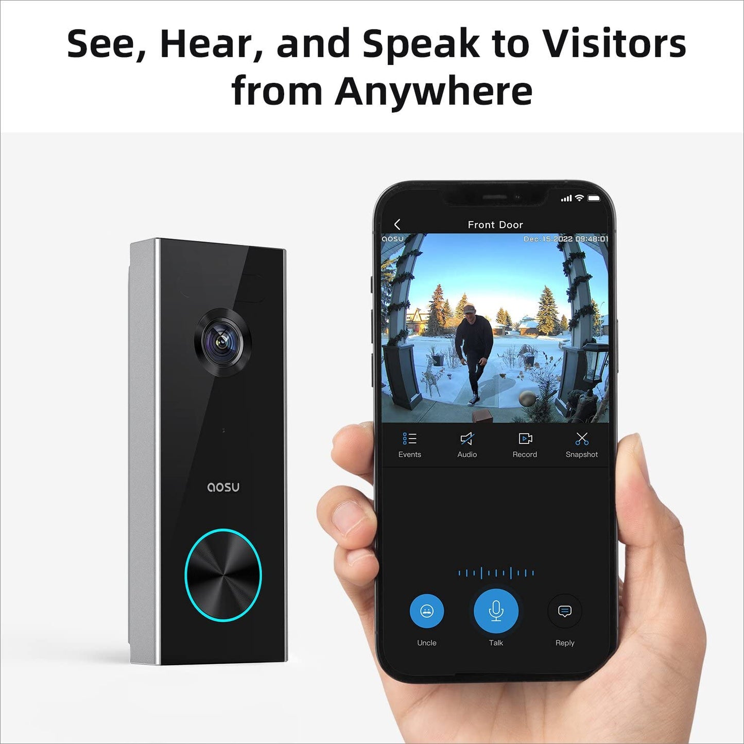 AOSU Doorbell Camera Wireless Outdoor, Battery-Powered Video Doorbell with Chime, 2K Resolution, Save Locally or to The Cloud, 2.4GHz WiFi, 180-Day Battery Life, Work with Alexa & Google Assistant 🍁 All In One Marketplace Canada