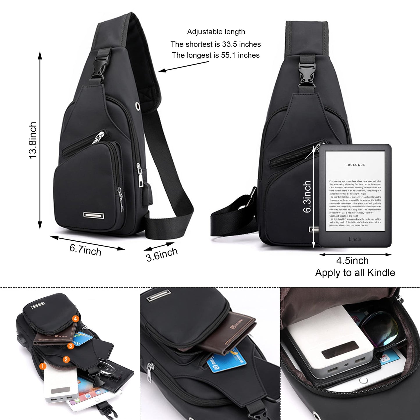 Sling Shoulder Bag Crossbody Backpack for Men Women Waterproof Hiking Daypack Multipurpose Cross Body Chest Bag for Outdoor Walking Travel 🍁 All In One Marketplace Canada