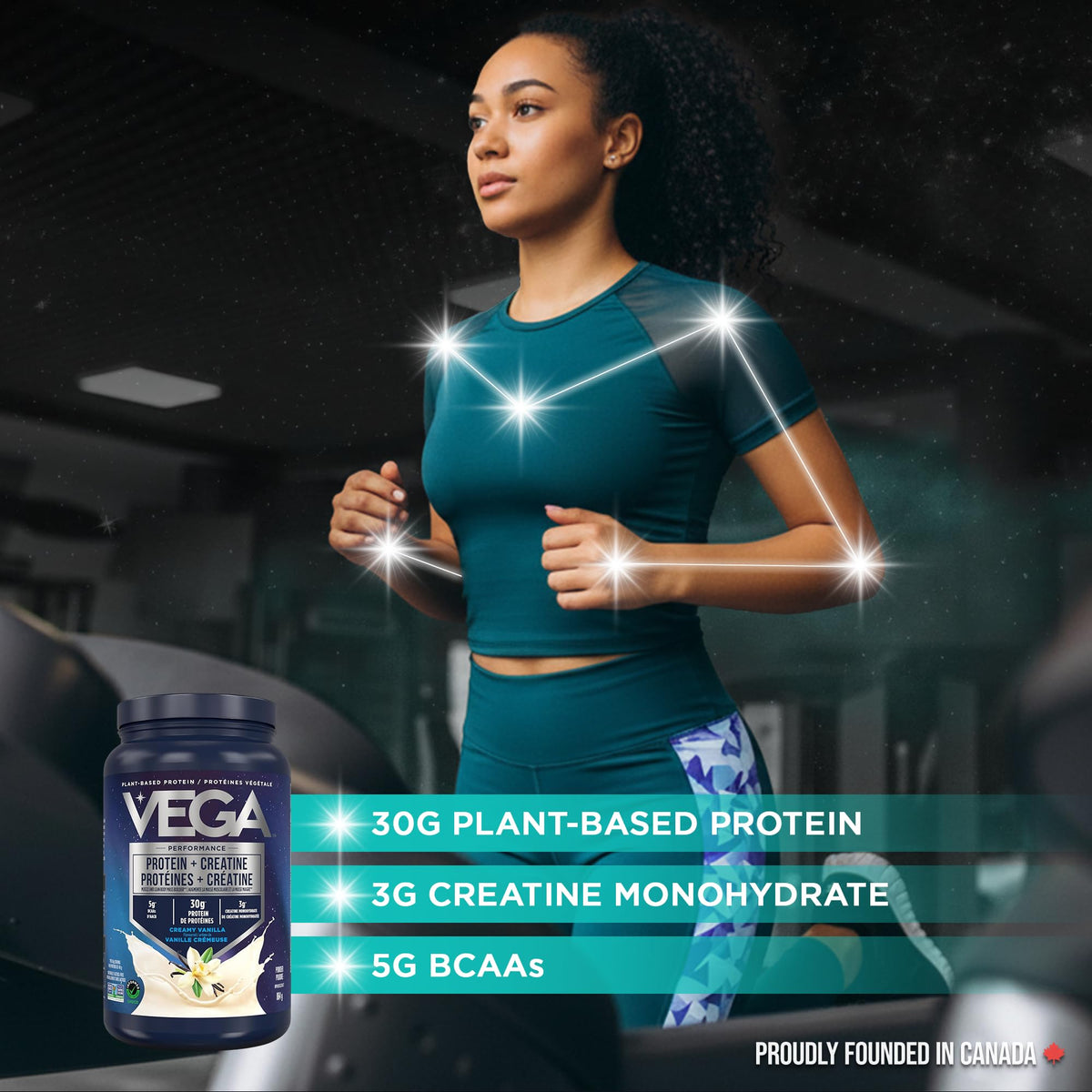 Vega Protein + Creatine, 28g Plant Based Protein Powder with Creatine for Muscle Recovery – Vanilla,18 Servings, 864 grams 🍁 All In One Marketplace Canada