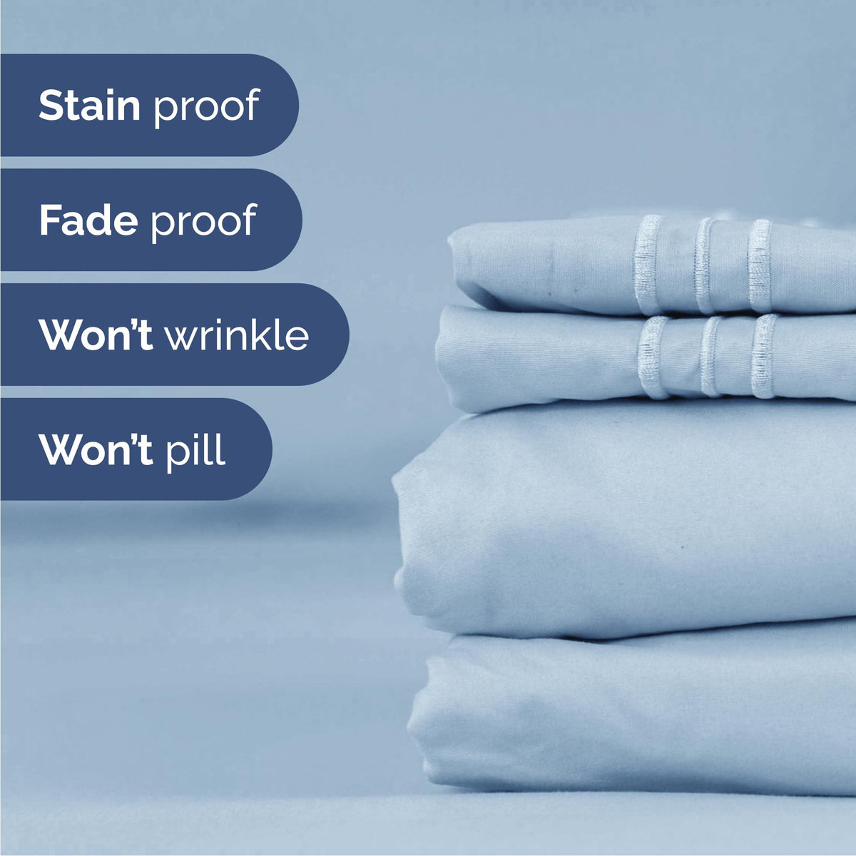 Queen Size 4 Piece Sheet Set - Comfy Breathable & Cooling Sheets - Hotel Luxury Bed Sheets for Women & Men - Deep Pockets, Easy-Fit, Extra Soft & Wrinkle Free Sheets - Sky Blue Oeko-Tex Bed Sheet Set 🍁 All In One Marketplace Canada