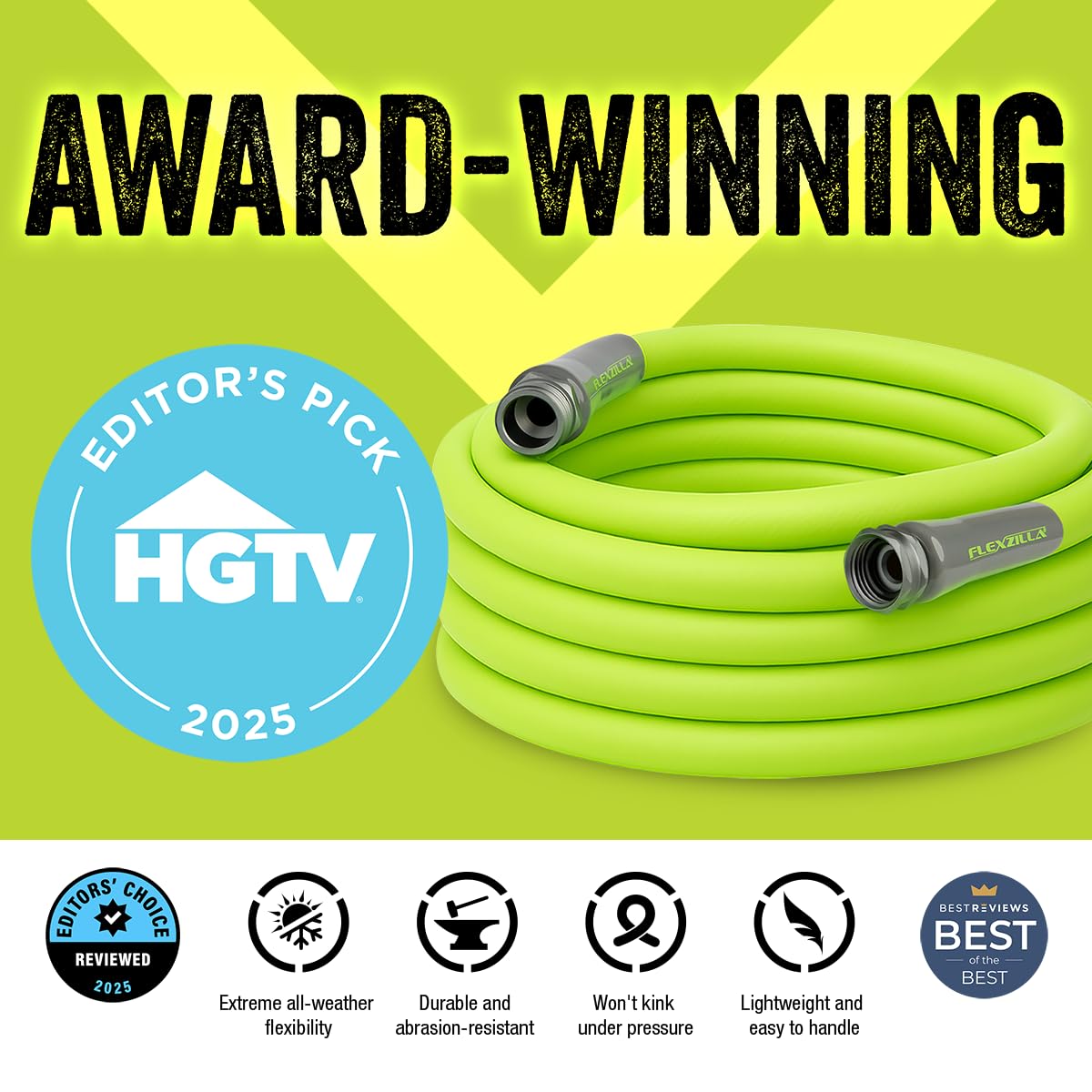 Flexzilla Garden Lead-In Hose, 5/8" X 10', Heavy Duty, Lightweight, Drinking Water Safe-HFZG510YW 🍁 All In One Marketplace Canada