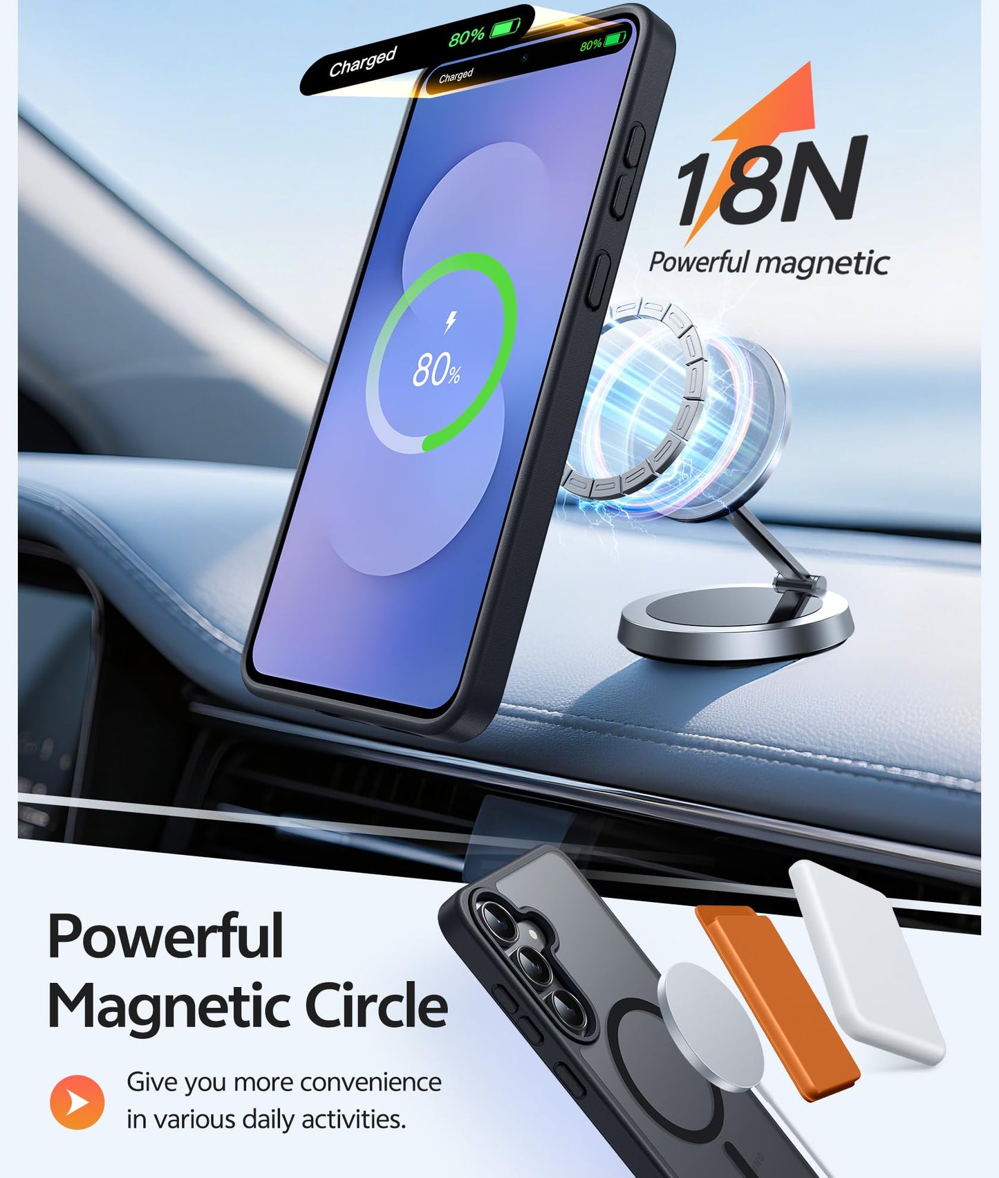 FNTCASE for Samsung-Galaxy S25 FE Case: Magnetic Translucent Matte Military Grade Drop Proof Protection Cell Phone Cover - Slim Rugged Durable Shockproof Protective Cases (Black 6.7 inch) 🍁 All In One Marketplace Canada
