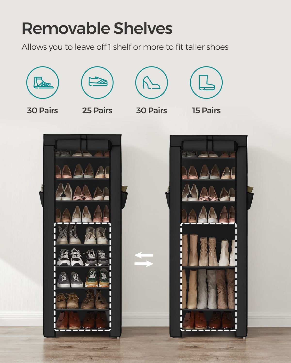 SONGMICS 10-Tier Shoe Rack, Shoe Storage Organizer Cabinet, Black URXJ10H01 🍁 All In One Marketplace Canada