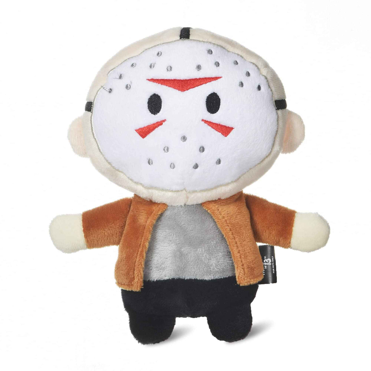Warner BROS Horror Movies Friday The 13th Jason Voorhees Figure Plush Dog Toy | Medium Dog Toy from Friday The 13th Collection | Squeaky Dog Toy Halloween Dog Chew Toy, 6 Inch