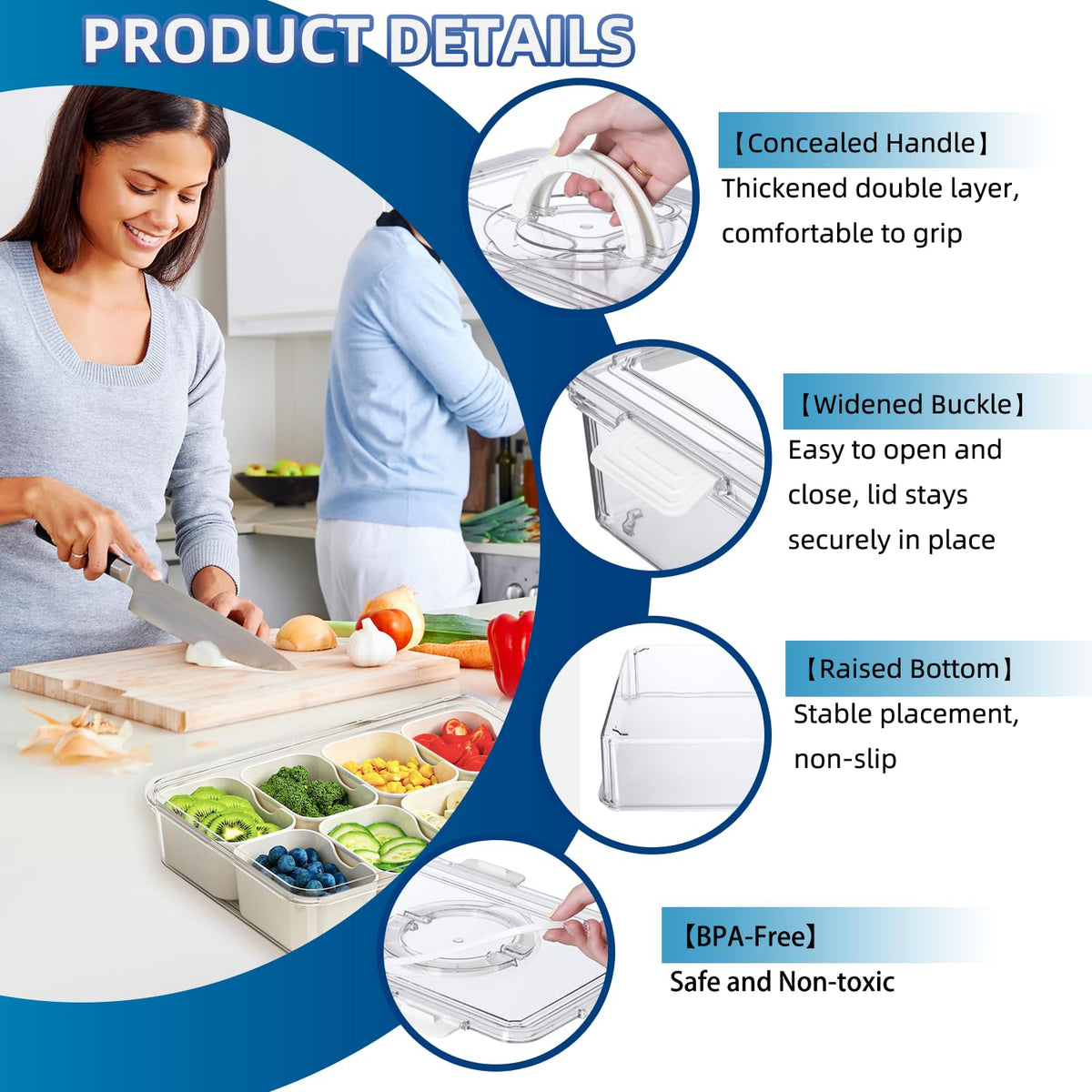 Pure Future 2-Pack Snackle Box Containers with Handles - Divided Serving Tray with Lids, 8 Compartments Charcuterie Box for Travel, Movie Nights & Parties (Hand Wash Only) 🍁 All In One Marketplace Canada