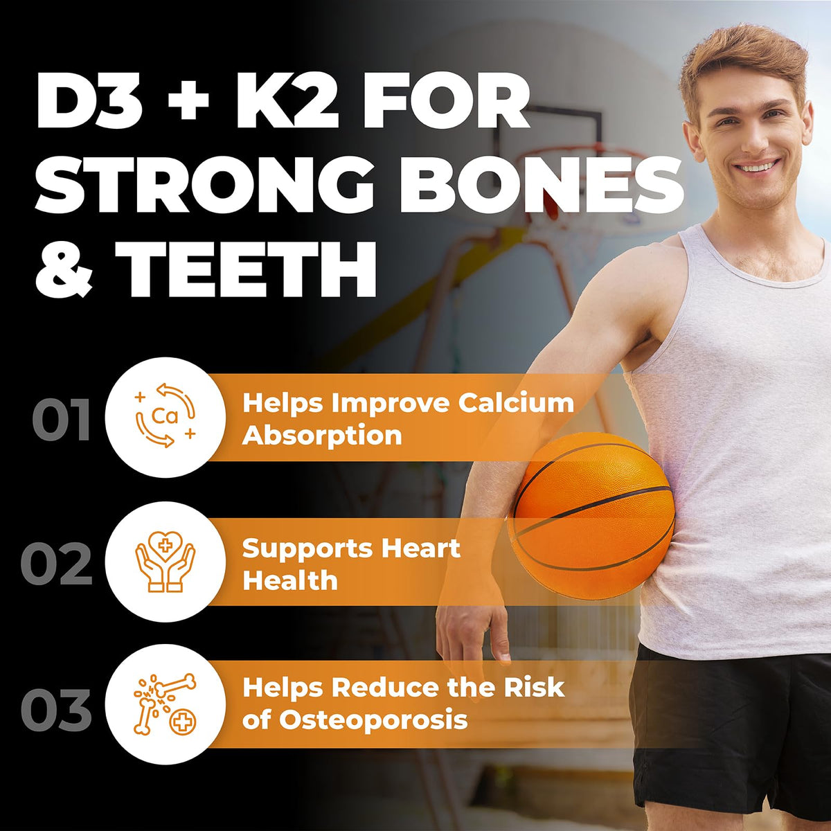 VITAMIN D3 K2 (MK-7) VEGAN | HIGH POTENCY•VALUE SIZE | Supports Prevention of Osteoporosis & Heart Calcification | Immune, Bone & Heart Health Supplement | Canadian Made Vitamin D3 Vitamin K2 🍁 All In One Marketplace Canada