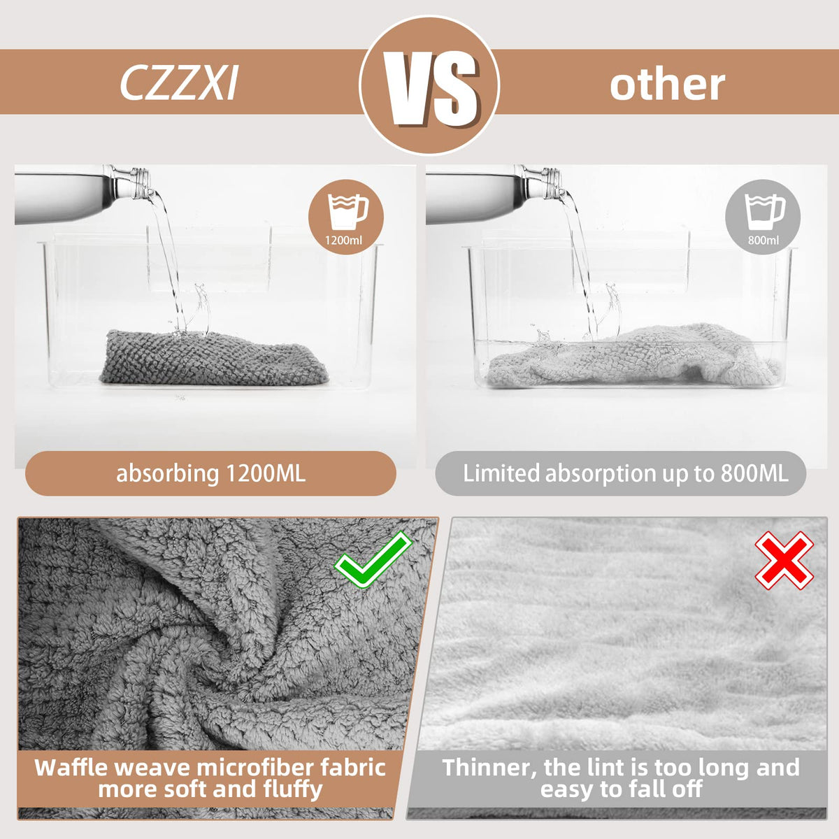 CZZXI 3 PCS Microfiber Hair Towel, Hair Wraps for Women Wet Hair, Fast Drying Hair Turban, Anti Frizz Head Towels Wrap for Curly Hair (Beige, Khaki, Grey) 🍁 All In One Marketplace Canada