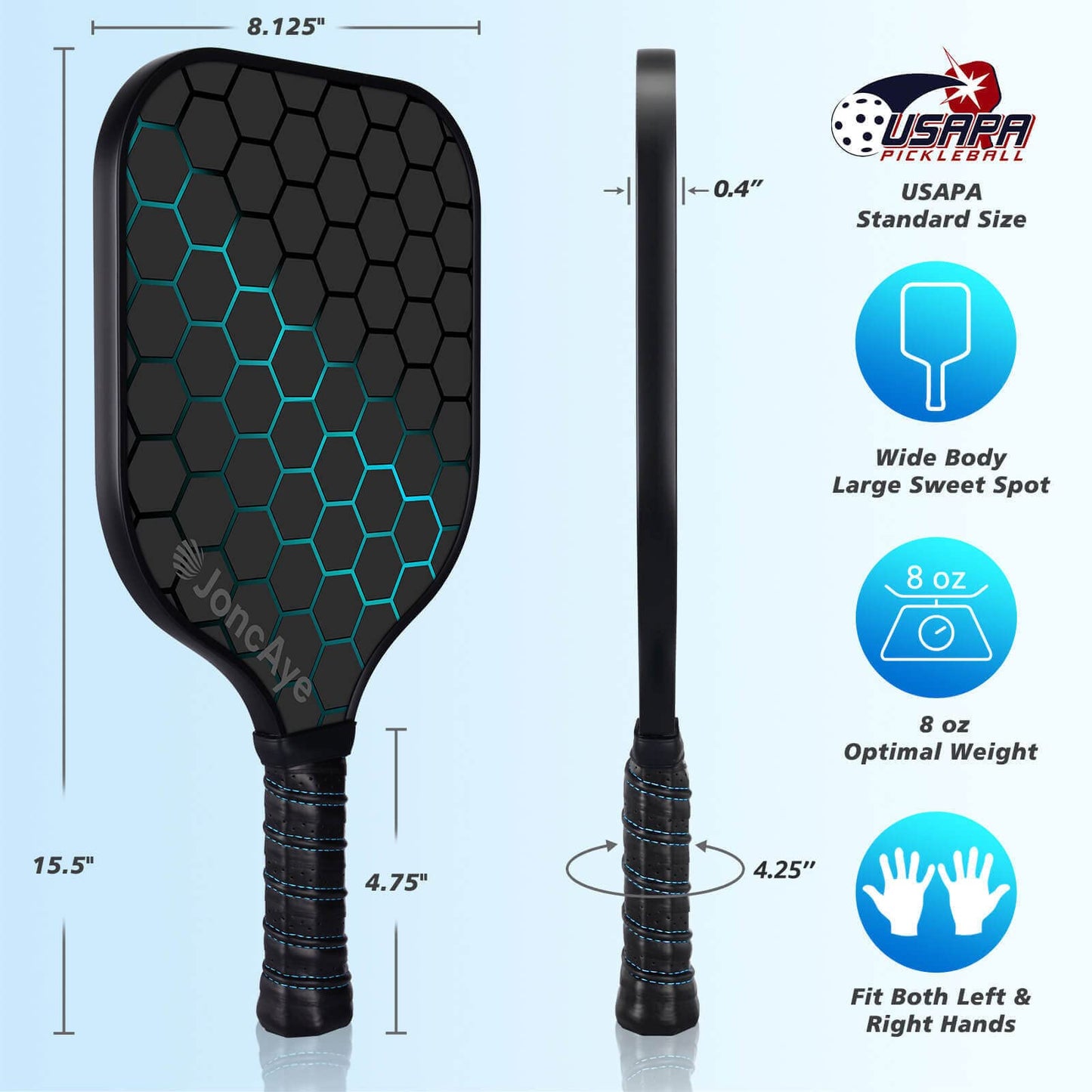 JoncAye Pickleball Paddles Set of 4 Rackets and Balls with Paddle Case, Lead Tape, Ball Bag, Carbon Fiber Pickle-Ball Raquette for Beginner | USAPA Approved Pickleball Equipment with Accessories 🍁 All In One Marketplace Canada
