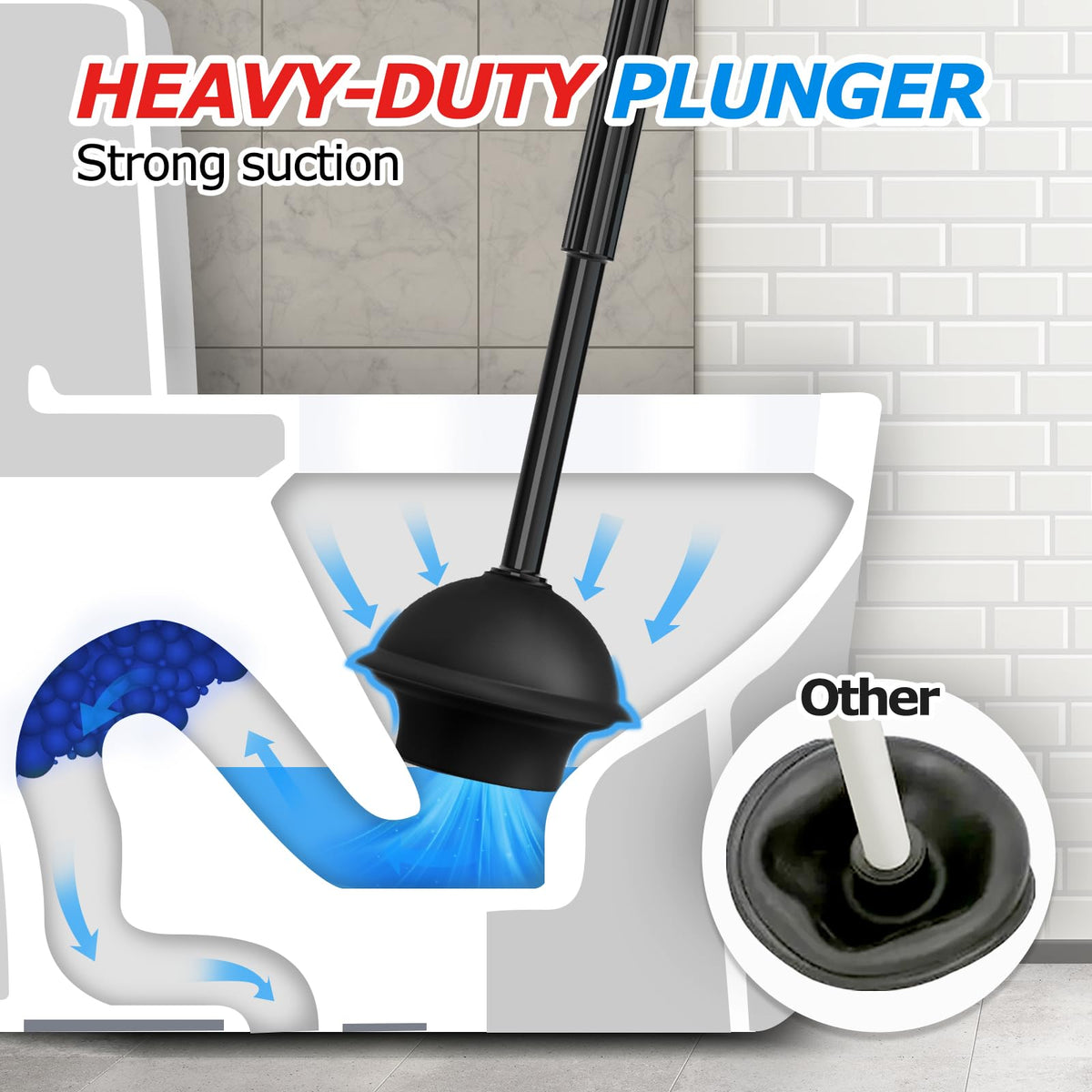 FORASTO 2 in 1 Toilet Brush and Plunger Set, Extended Handle, Bathroom Cleaning Tools, Toilet Bowl Brush and Plungers Combo, Bathroom Cleaning Supplies, Charcoal 🍁 All In One Marketplace Canada