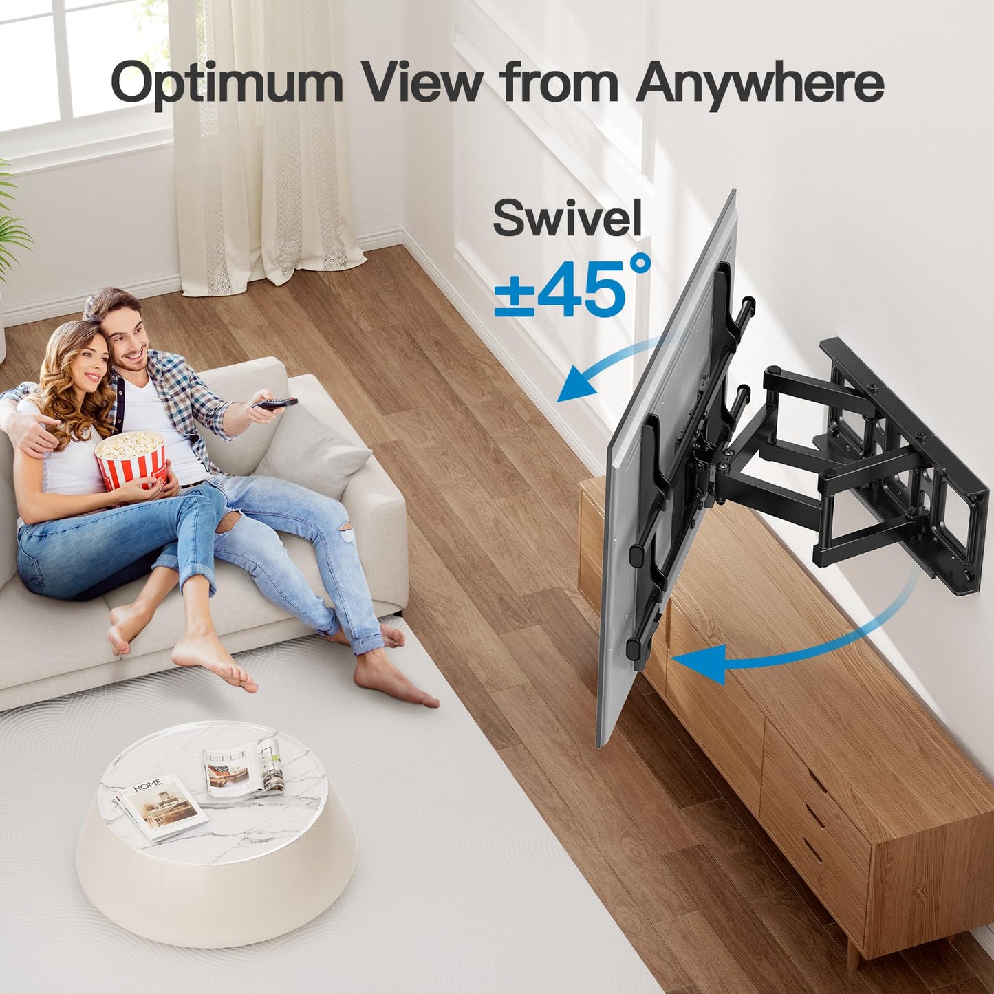 Pipishell Full Motion TV Wall Mount for 37-84" Flat Curved TVs, Wall Mount TV Bracket with Dual Articulating Arms Swivel Tilt Rotation, TV Mount up to 132lbs Max VESA 600x400 Fit 12"-16" Wood Stud 🍁 All In One Marketplace Canada